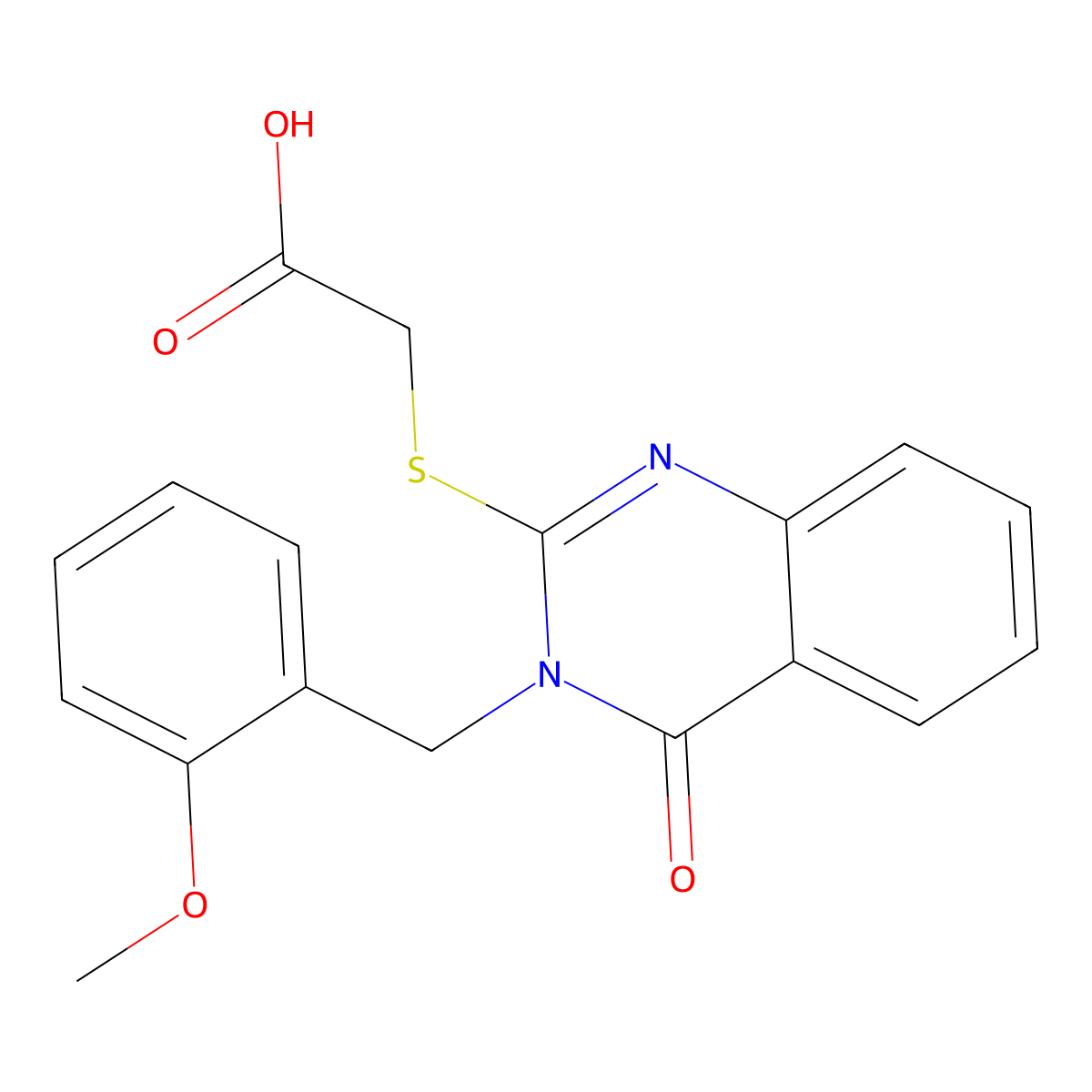 2-({3-[(2-Methoxyphenyl)methyl]-4-oxo-3,4-dihydroquinazolin-2-yl}sulfanyl)acetic acid molecular structure, CAS 771499-51-5