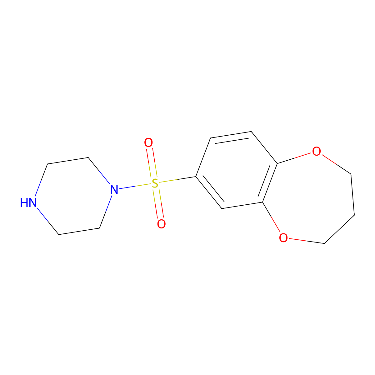 1-(3,4-dihydro-2H-1,5-benzodioxepine-7-sulfonyl)piperazine molecular structure, CAS 771499-94-6