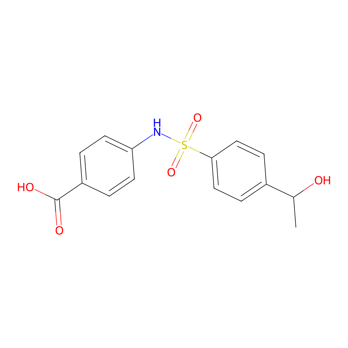 4-(4-(1-Hydroxyethyl)benzenesulfonamido)benzoic acid molecular structure, CAS 771499-99-1