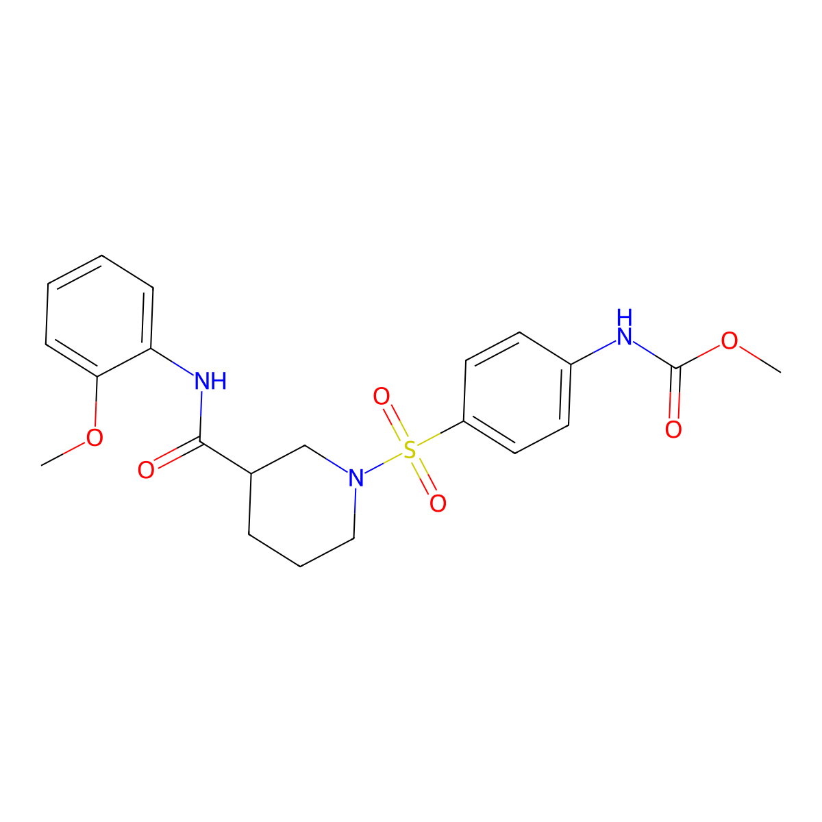 methyl N-[4-({3-[(2-methoxyphenyl)carbamoyl]piperidin-1-yl}sulfonyl)phenyl]carbamate molecular structure, CAS 771500-15-3