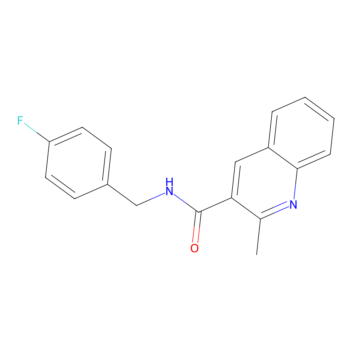 N-[(4-fluorophenyl)methyl]-2-methylquinoline-3-carboxamide molecular structure, CAS 771500-44-8