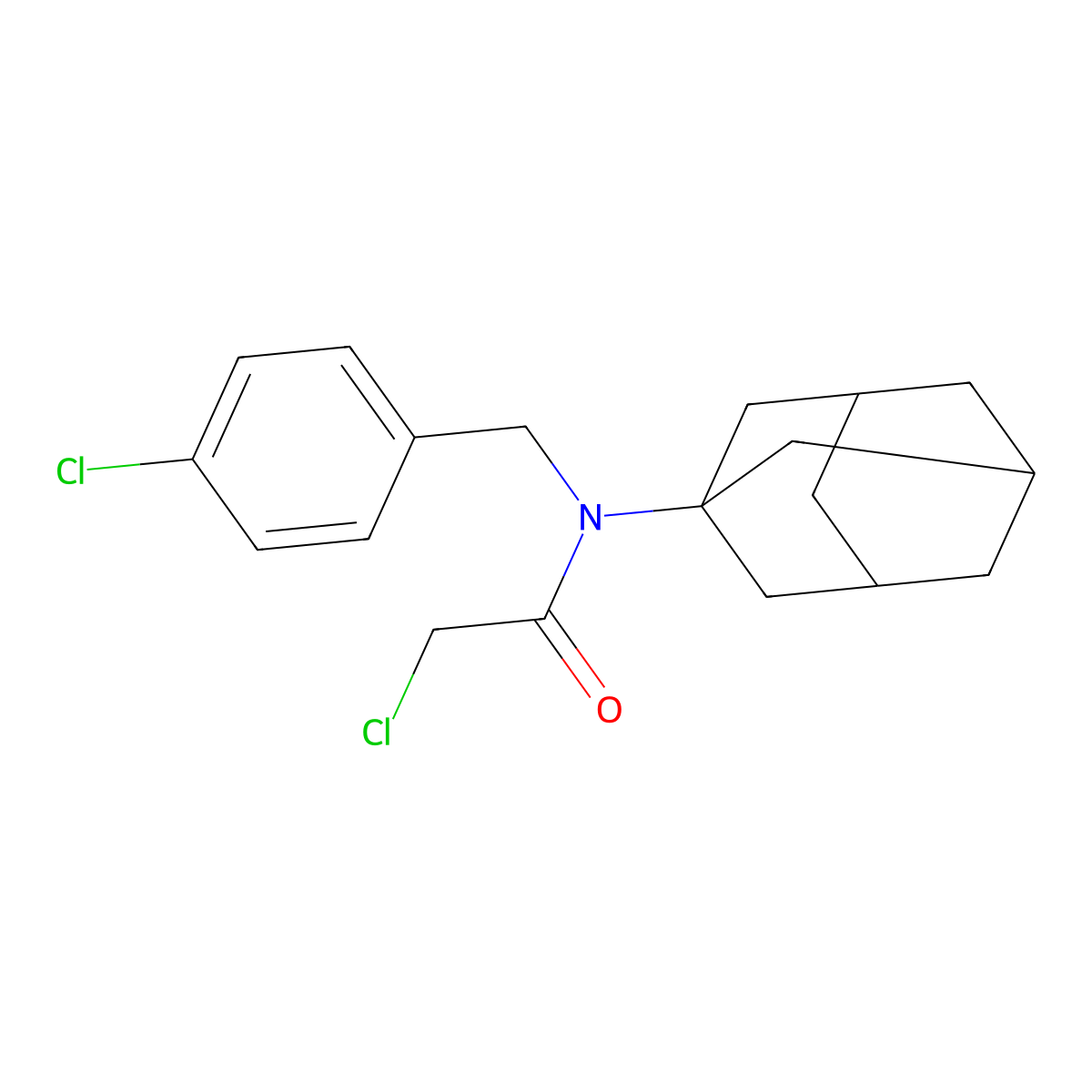 N-(adamantan-1-yl)-2-chloro-N-[(4-chlorophenyl)methyl]acetamide molecular structure, CAS 771500-68-6