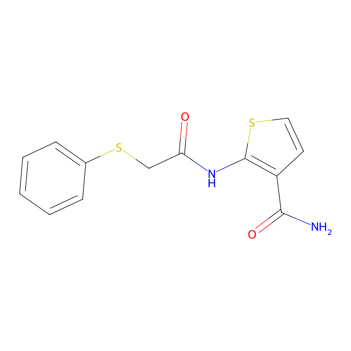 2-(2-(Phenylthio)acetamido)thiophene-3-carboxamide molecular structure, CAS 771501-19-0