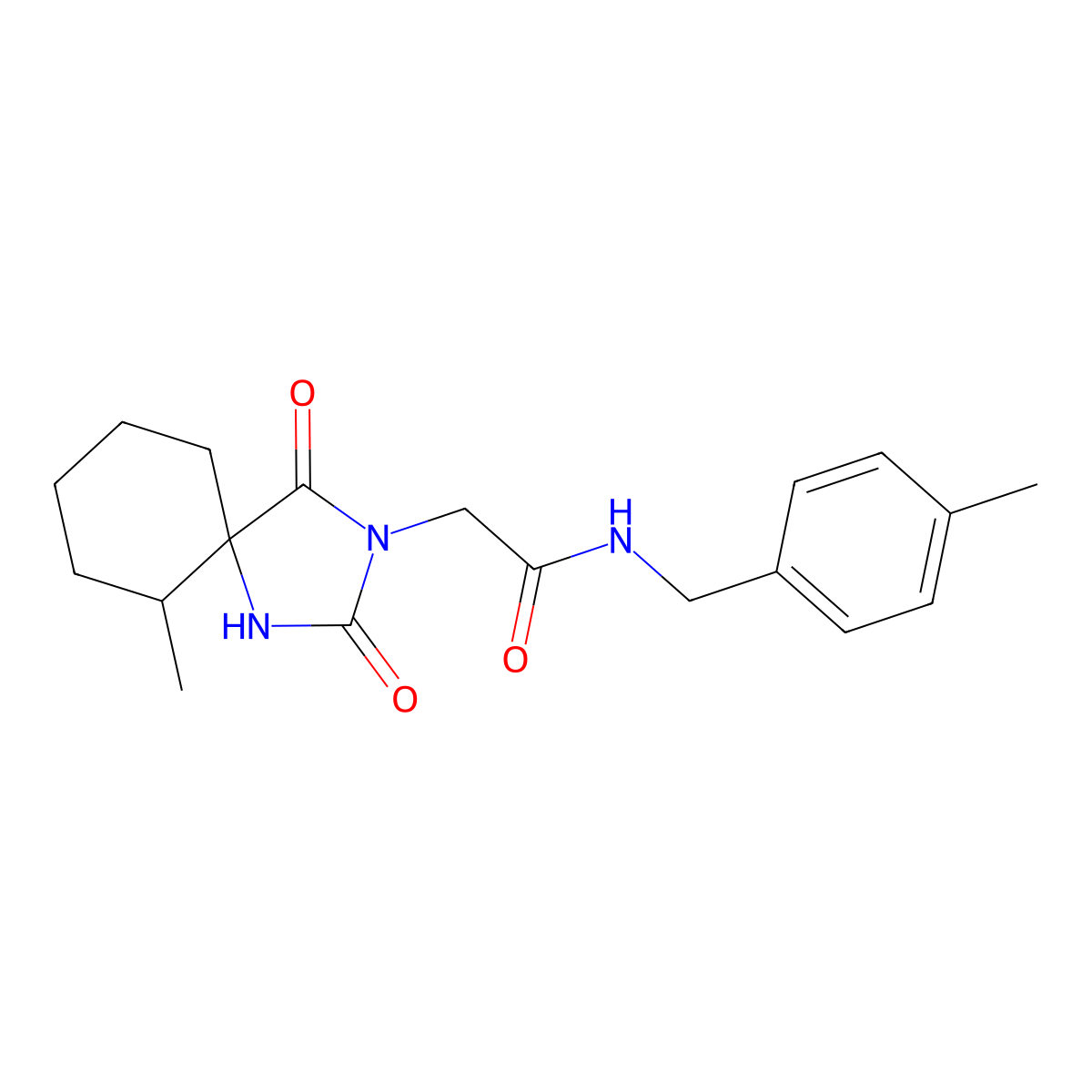 2-(6-methyl-2,4-dioxo-1,3-diazaspiro[4.5]decan-3-yl)-N-(4-methylbenzyl)acetamide molecular structure, CAS 771501-68-9