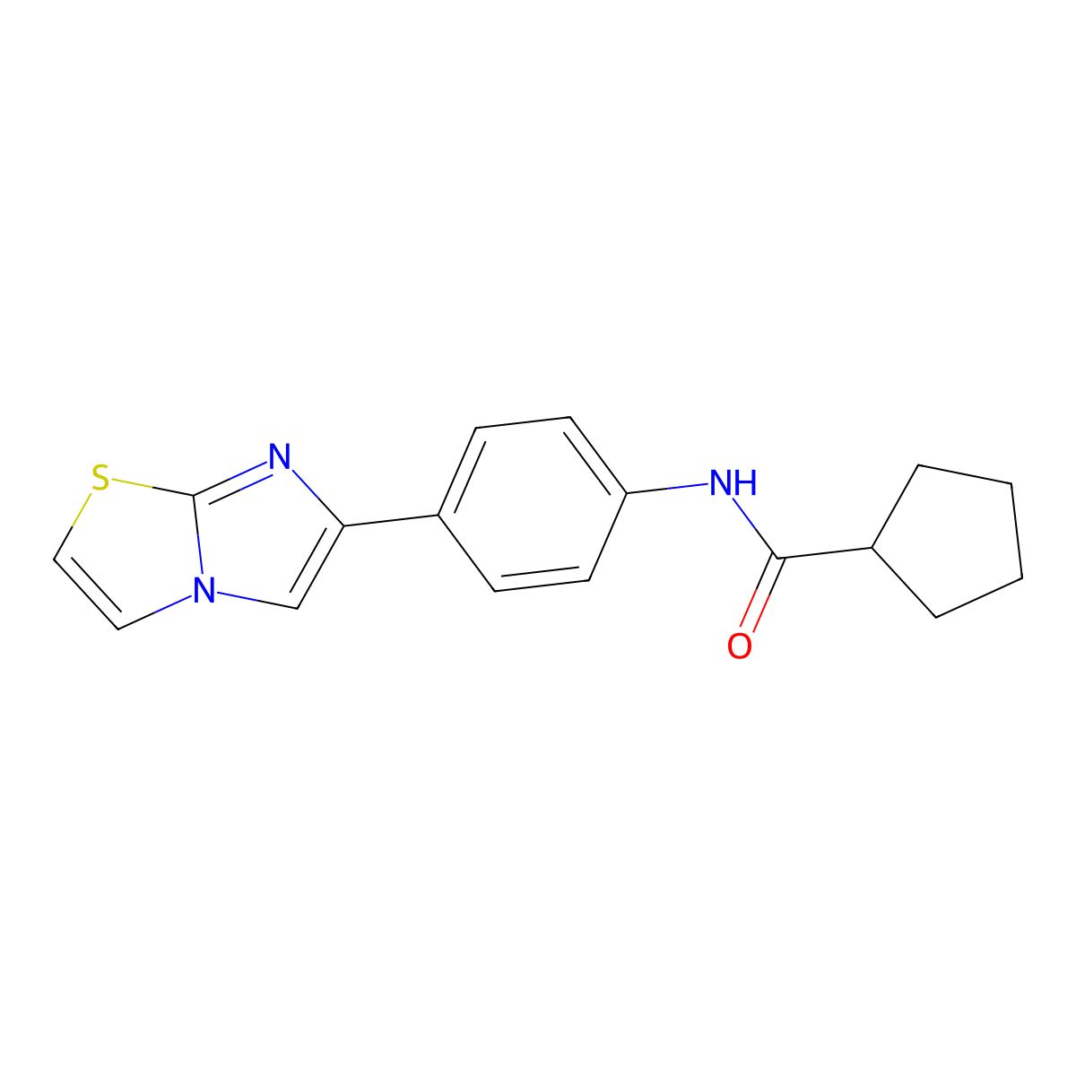 N-(4-(imidazo[2,1-b]thiazol-6-yl)phenyl)cyclopentanecarboxamide molecular structure, CAS 771502-94-4