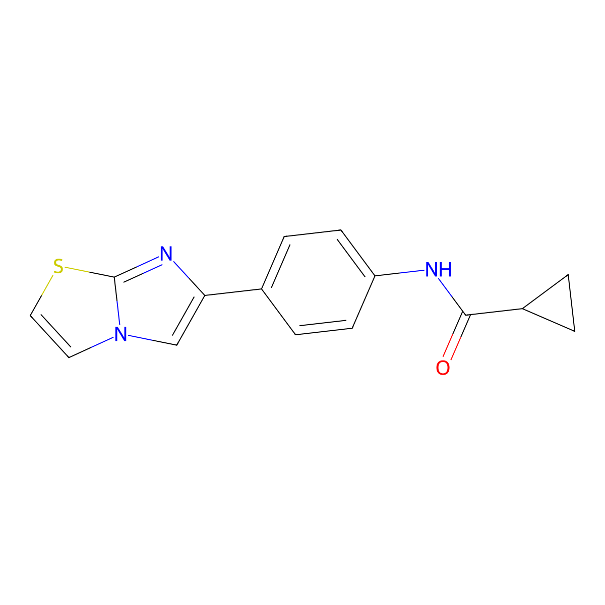 N-(4-imidazo[2,1-b][1,3]thiazol-6-ylphenyl)cyclopropanecarboxamide molecular structure, CAS 771505-22-7