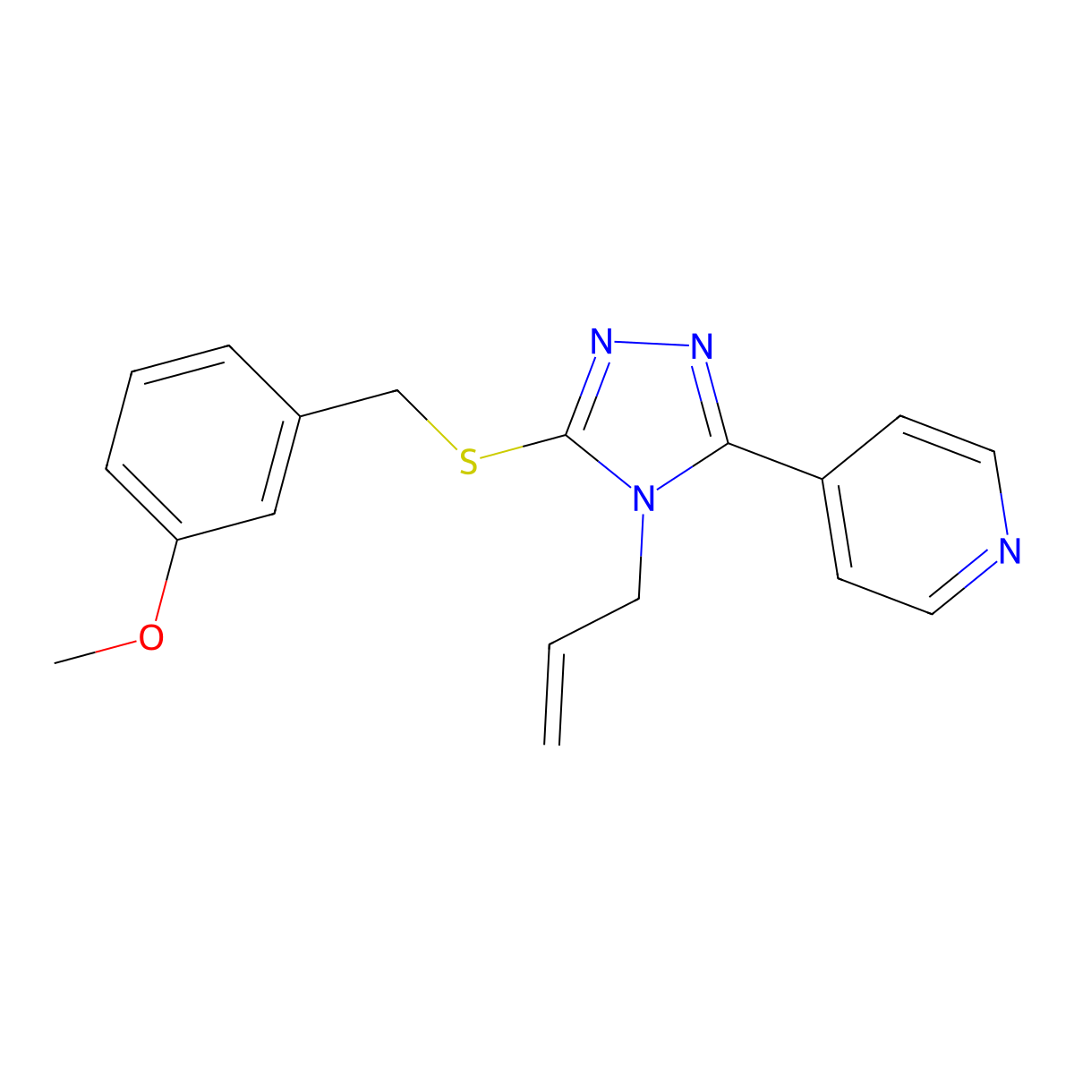 4-[5-[(3-Methoxyphenyl)methylsulfanyl]-4-prop-2-enyl-1,2,4-triazol-3-yl]pyridine molecular structure, CAS 771508-17-9