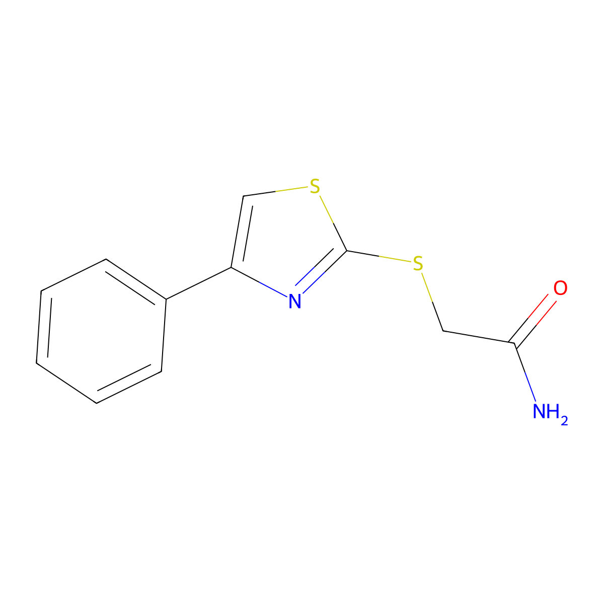 2-[(4-Phenyl-1,3-thiazol-2-yl)sulfanyl]acetamide molecular structure, CAS 771509-63-8
