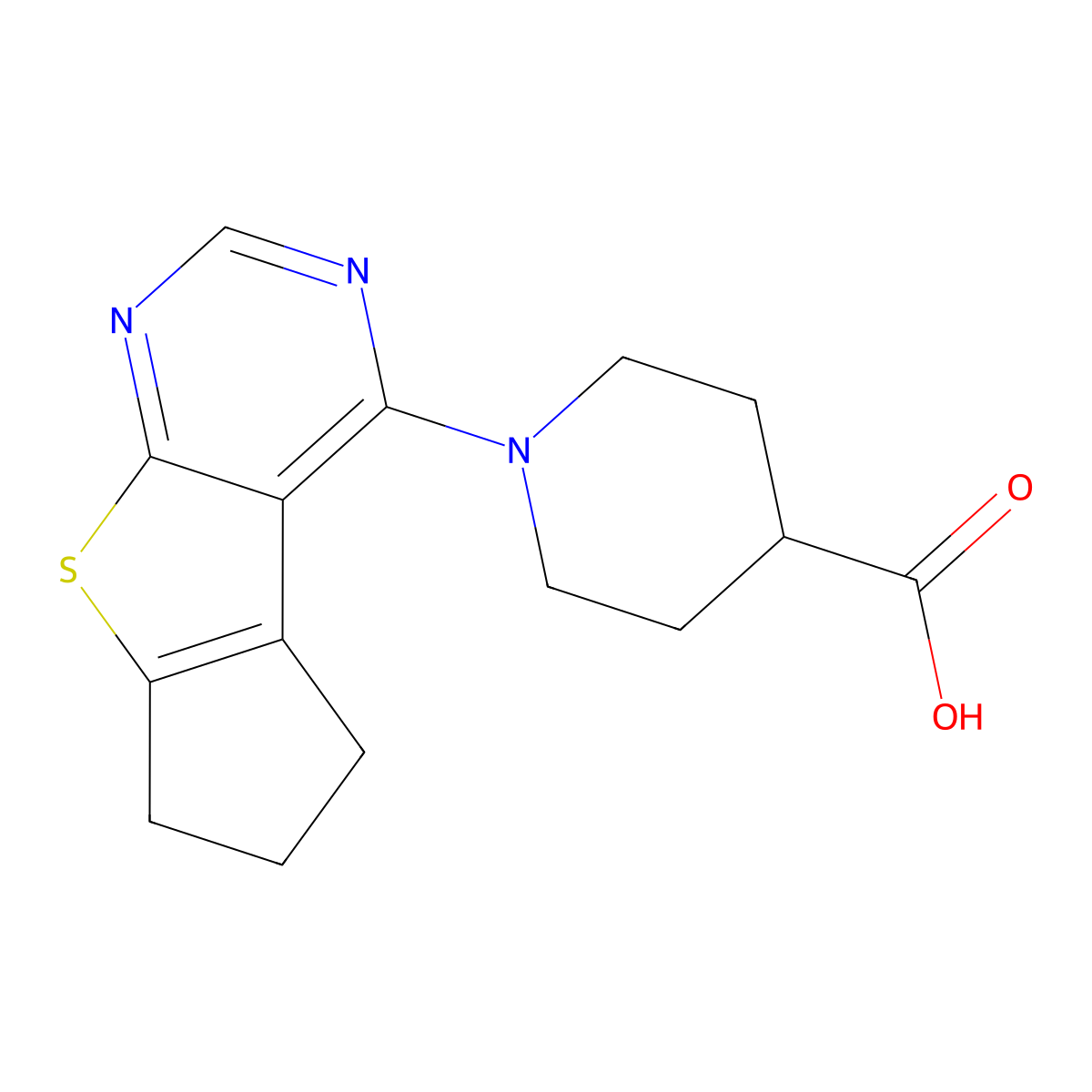 1-{7-Thia-9,11-diazatricyclo[6.4.0.0^{2,6}]dodeca-1(12),2(6),8,10-tetraen-12-yl}piperidine-4-carboxylic acid molecular structure, CAS 771509-71-8