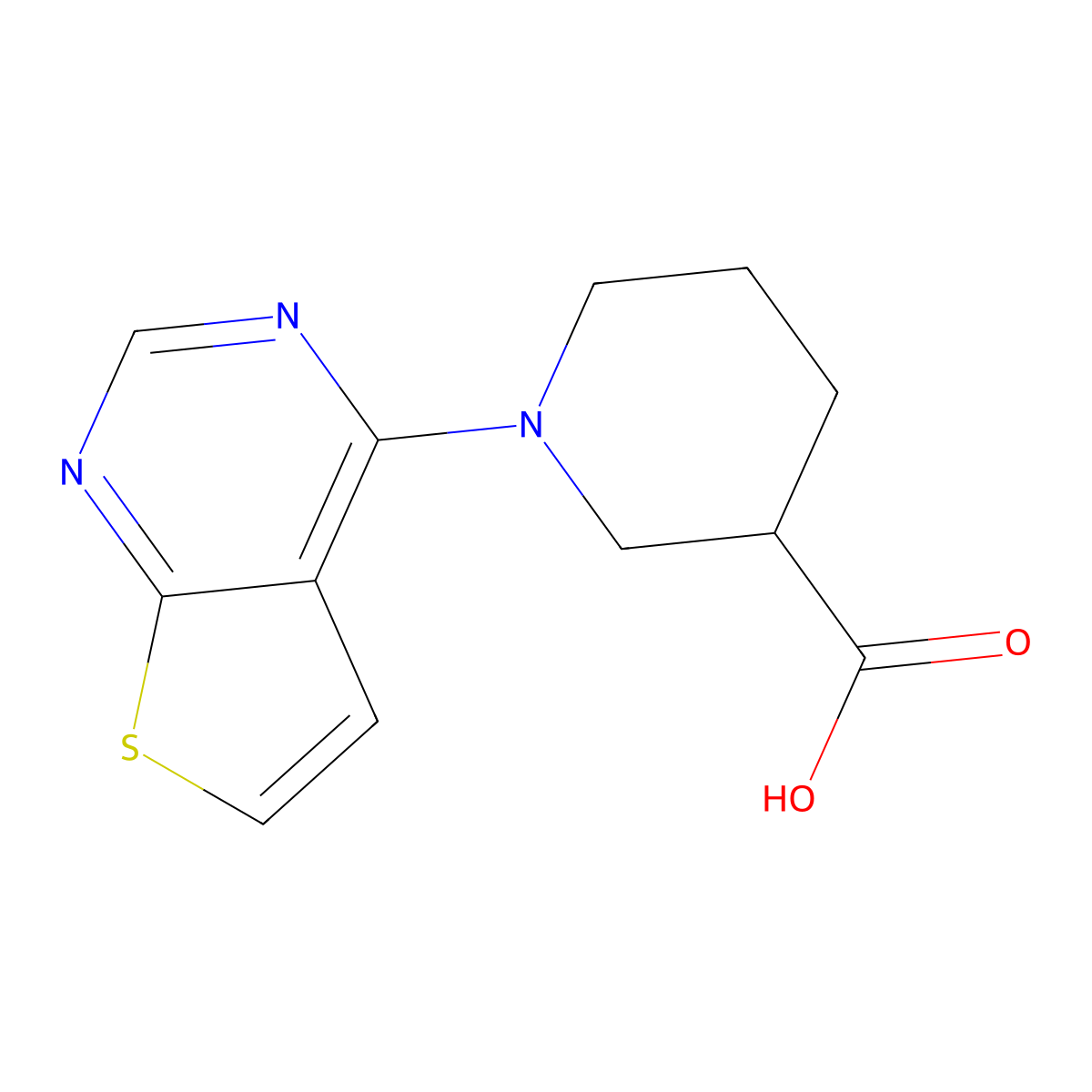 1-(Thieno[2,3-d]pyrimidin-4-yl)piperidine-3-carboxylic acid molecular structure, CAS 771509-89-8