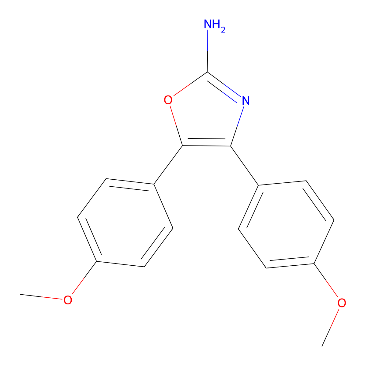 Bis(4-methoxyphenyl)-1,3-oxazol-2-amine molecular structure, CAS 77151-48-5