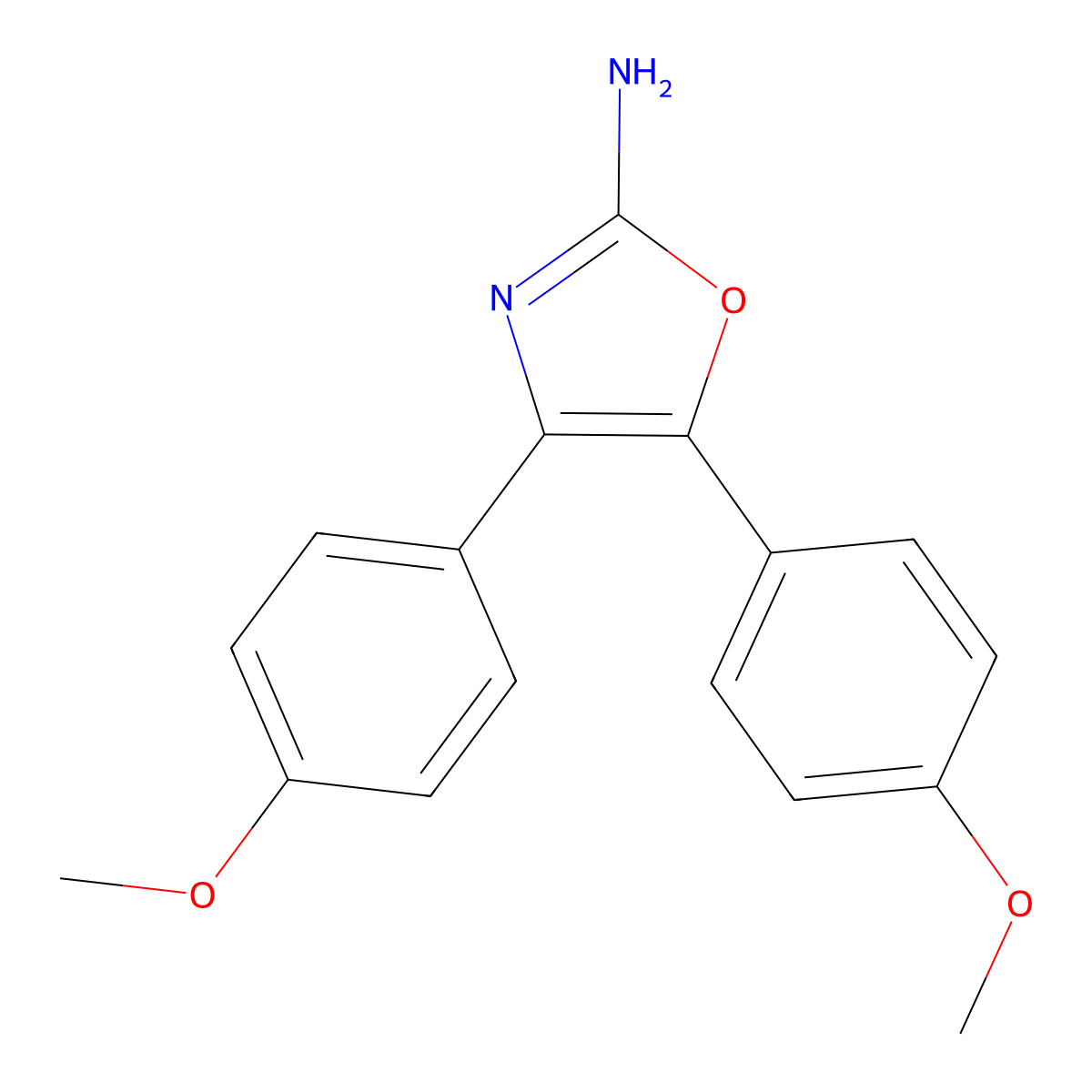 Bis(4-methoxyphenyl)-1,3-oxazol-2-amine molecular structure, CAS 77151-48-5