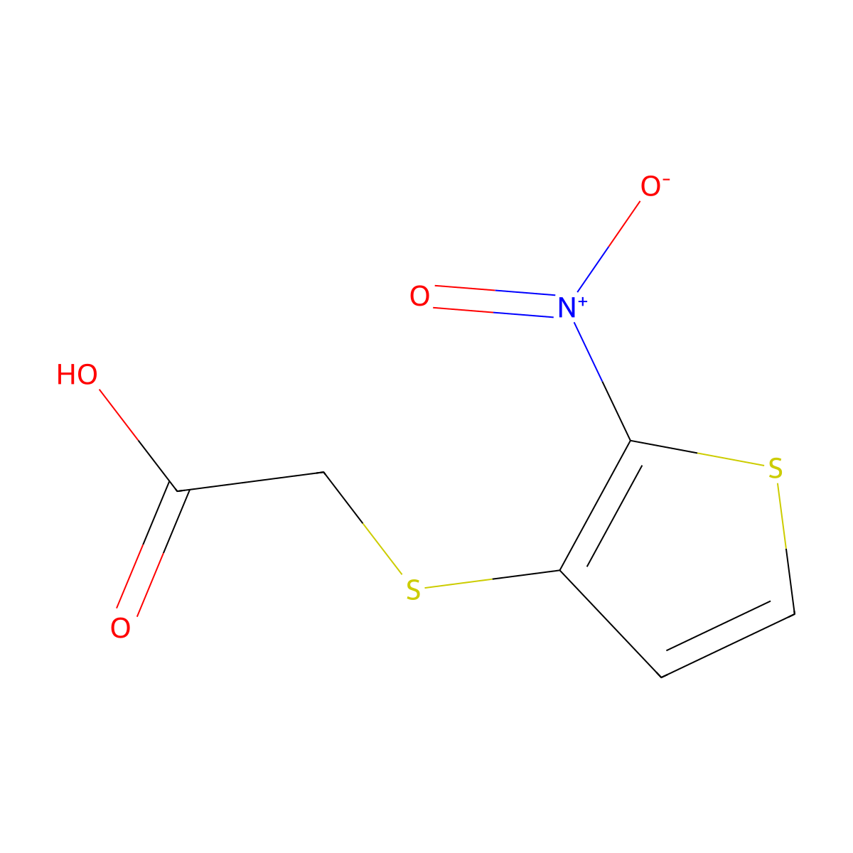 2-[(2-Nitrothiophen-3-yl)sulfanyl]acetic acid molecular structure, CAS 77151-59-8