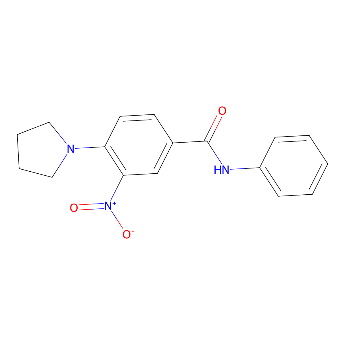 3-nitro-N-phenyl-4-pyrrolidin-1-ylbenzamide molecular structure, CAS 771513-62-3
