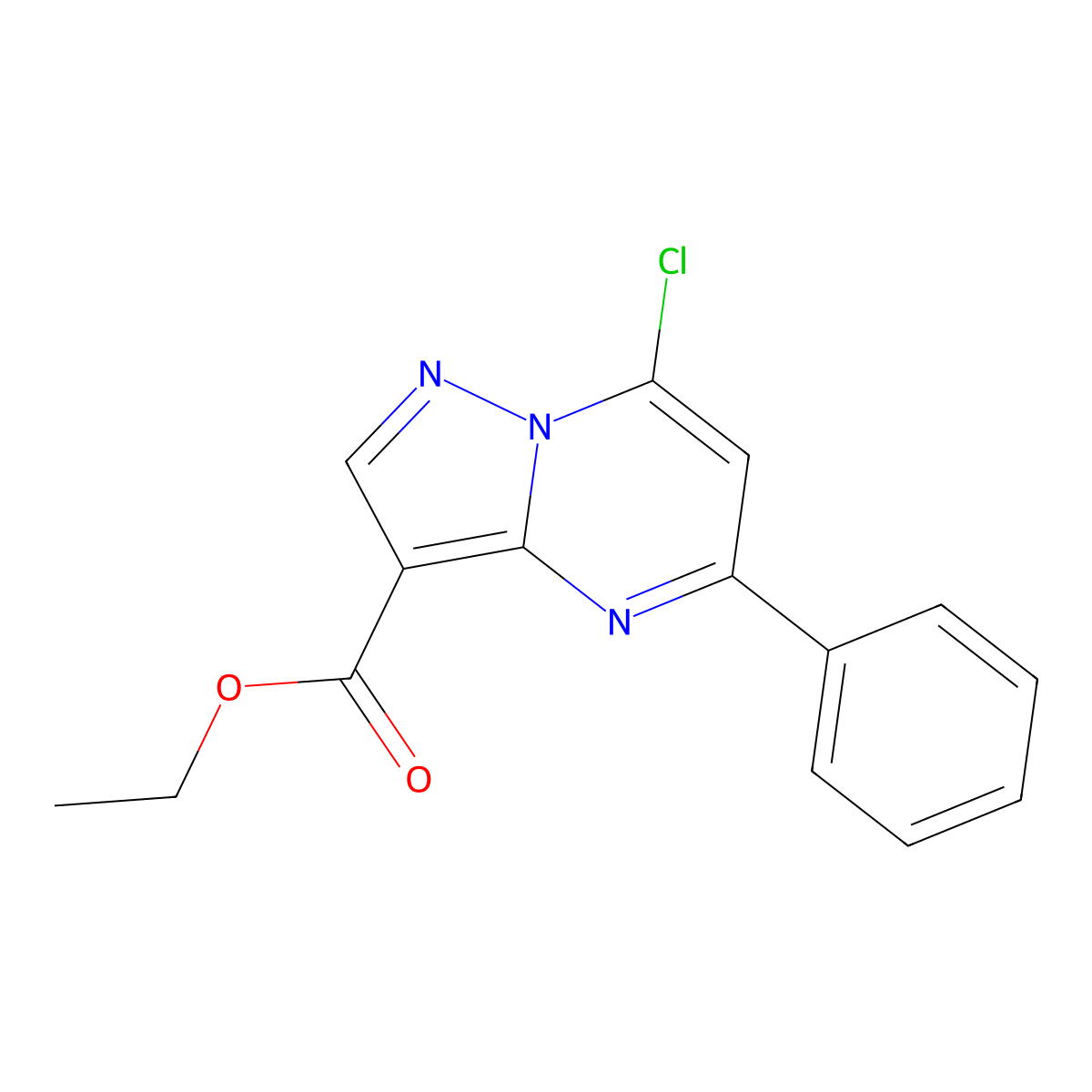 Ethyl 7-chloro-5-phenylpyrazolo[1,5-a]pyrimidine-3-carboxylate molecular structure, CAS 771514-25-1