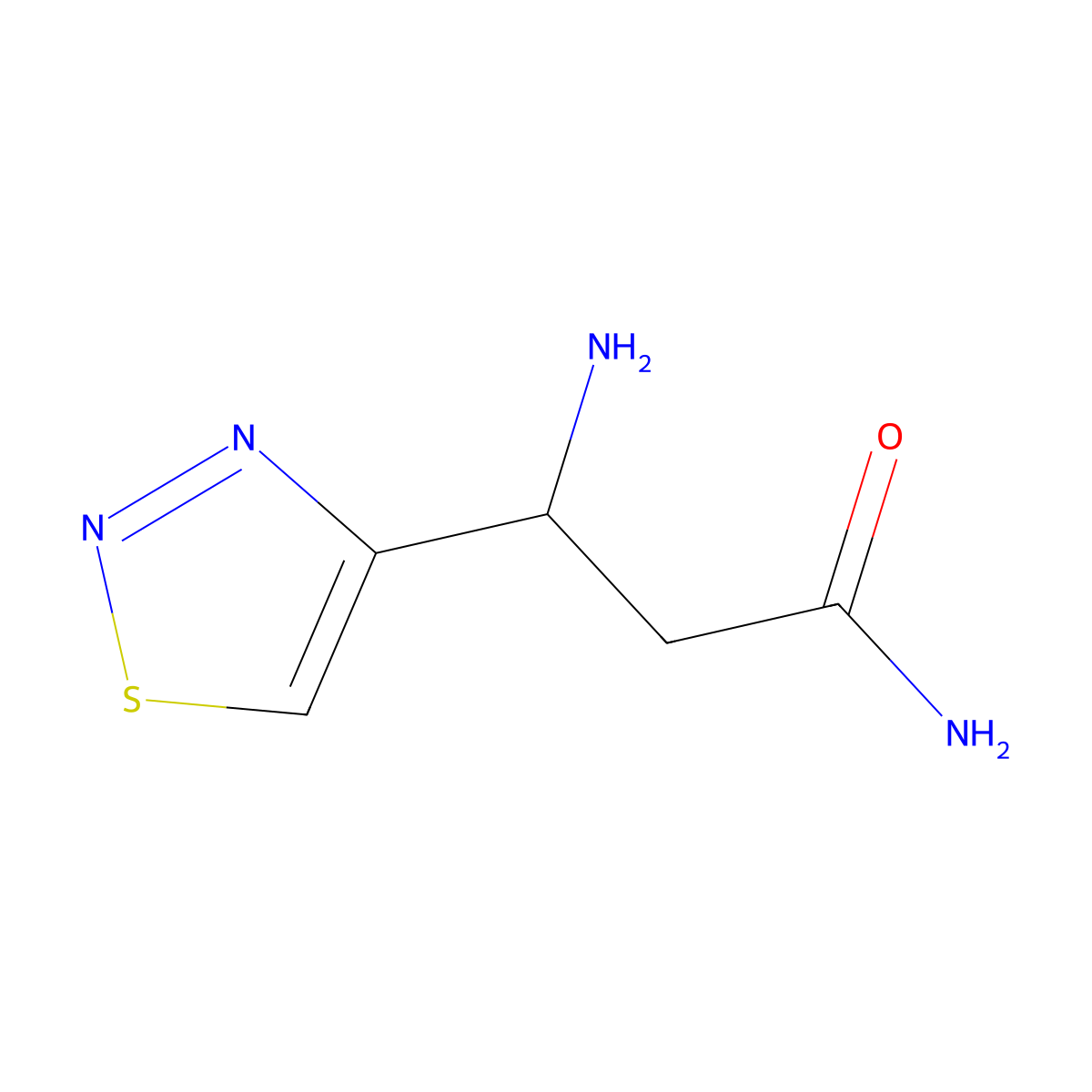 3-Amino-3-(1,2,3-thiadiazol-4-yl)propanamide molecular structure, CAS 771520-46-8