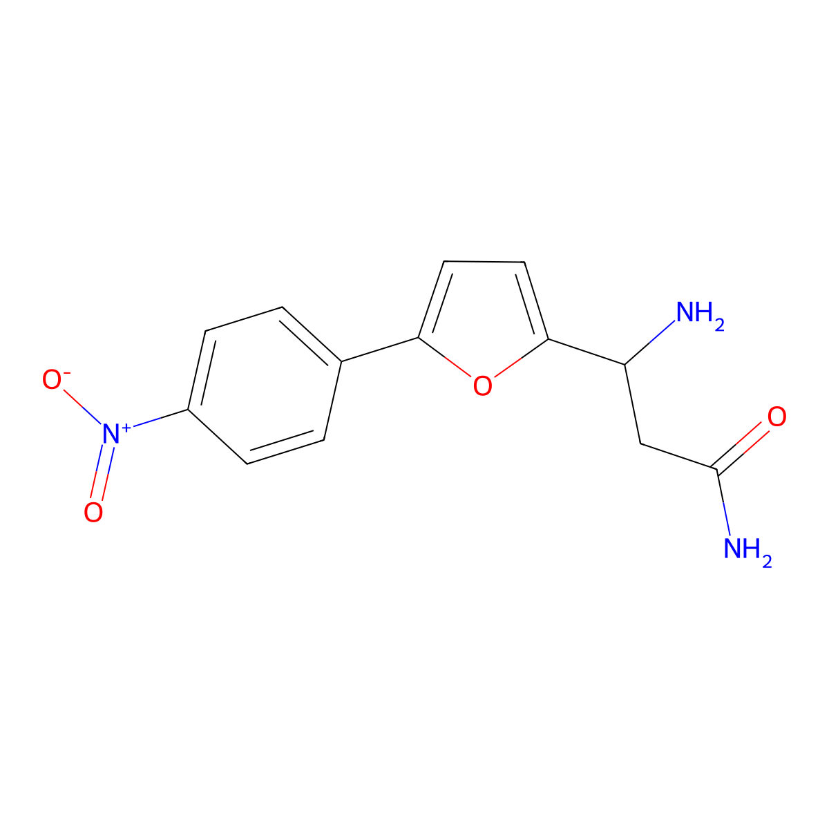 3-Amino-3-(5-(4-nitrophenyl)furan-2-yl)propanamide molecular structure, CAS 771522-36-2