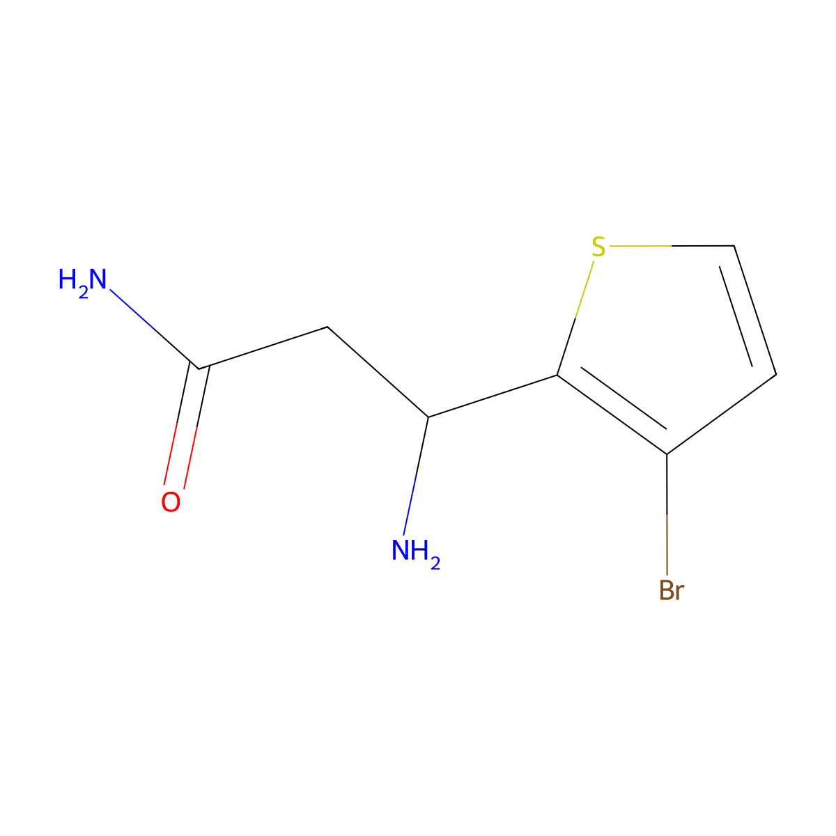 3-Amino-3-(3-bromothiophen-2-YL)propanamide molecular structure, CAS 771530-43-9