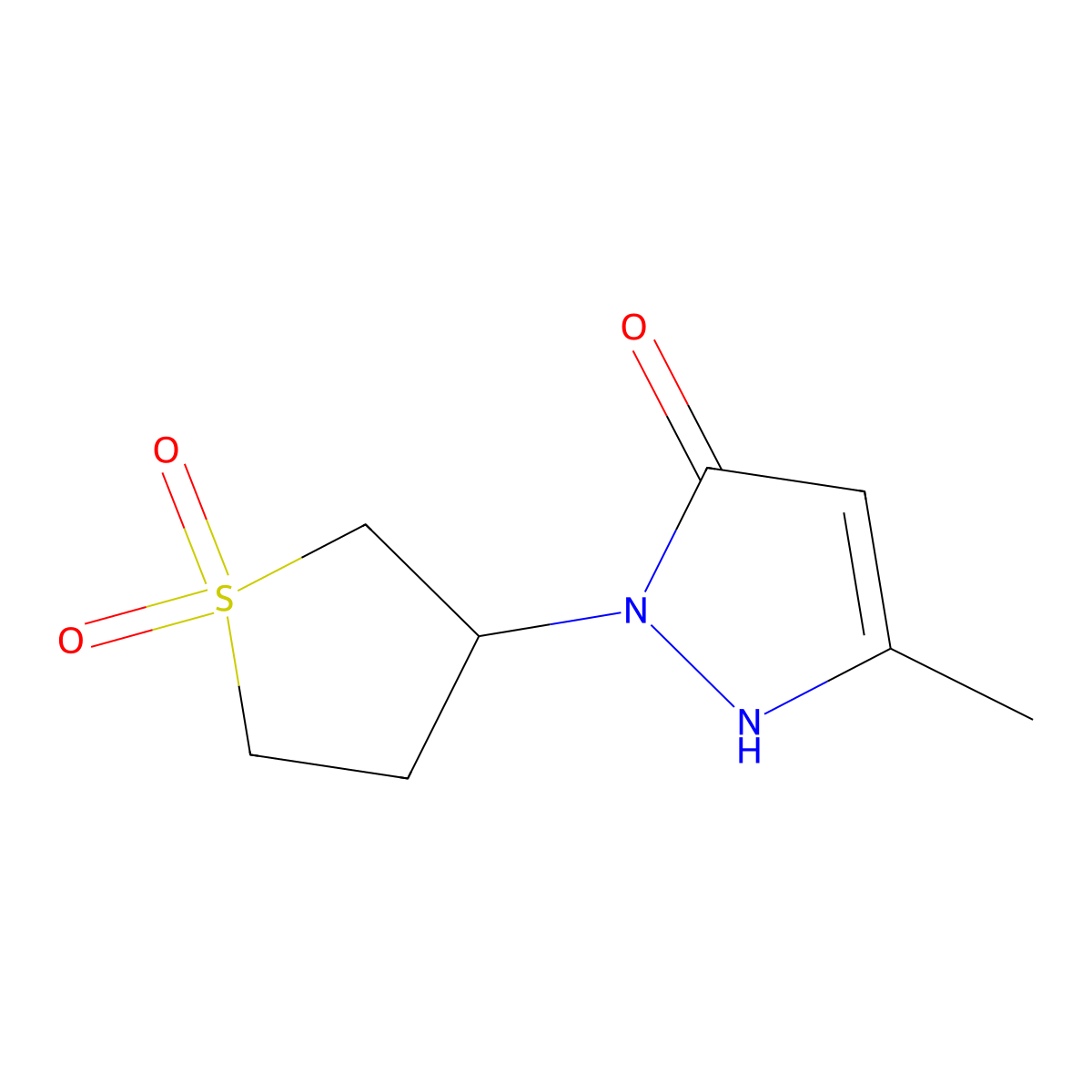2-(1,1-dioxothiolan-3-yl)-5-methyl-1H-pyrazol-3-one molecular structure, CAS 77154-22-4