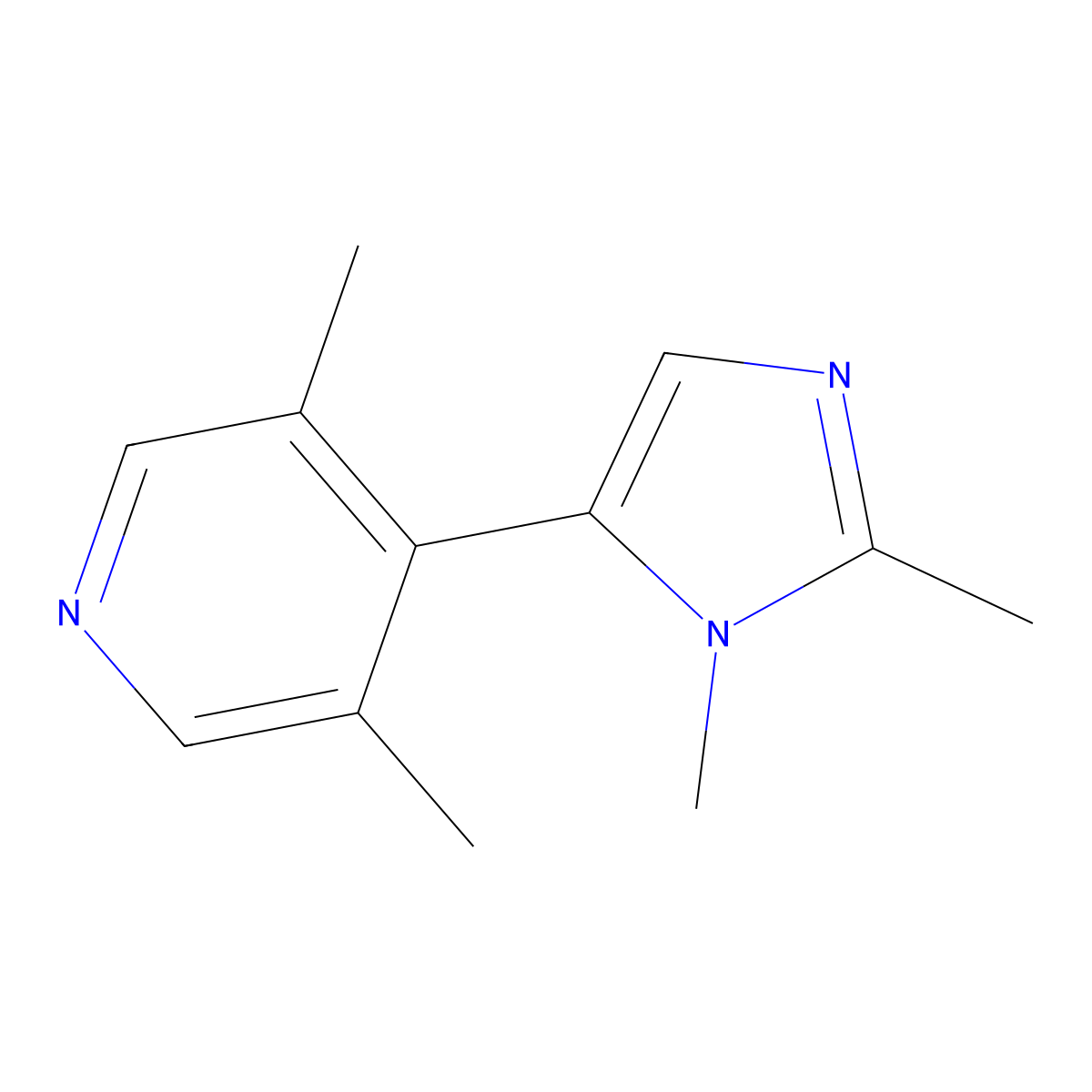 4-(1,2-Dimethyl-1H-imidazol-5-yl)-3,5-dimethylpyridine molecular structure, CAS 771541-05-0