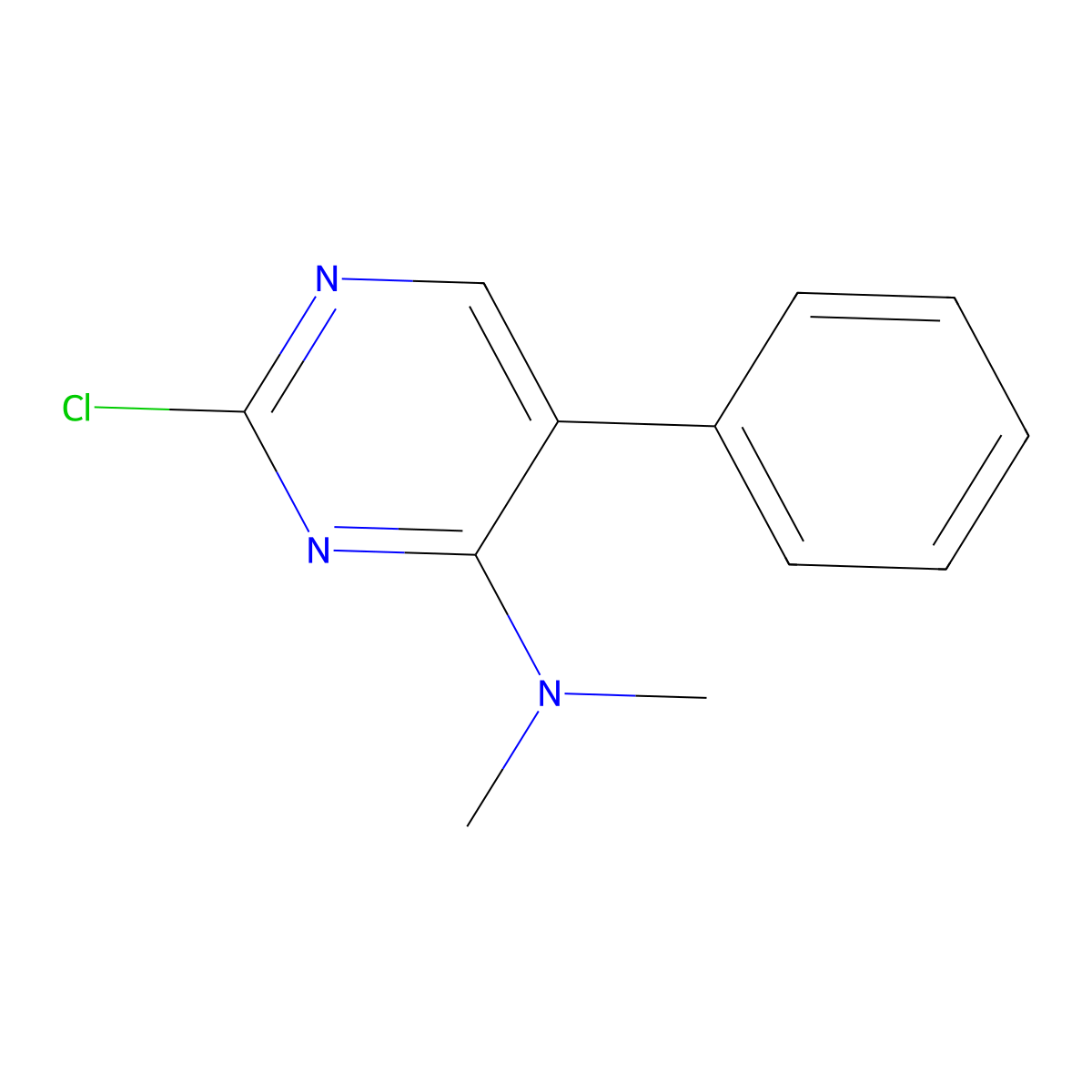 2-chloro-N,N-dimethyl-5-phenylpyrimidin-4-amine molecular structure, CAS 771555-68-1