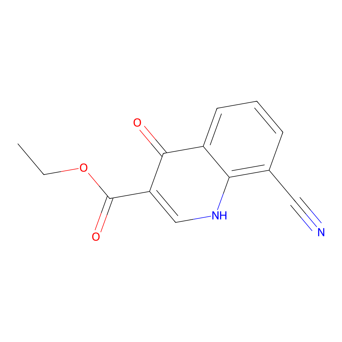 Ethyl 8-cyano-4-hydroxy-3-quinolinecarboxylate molecular structure, CAS 77156-79-7