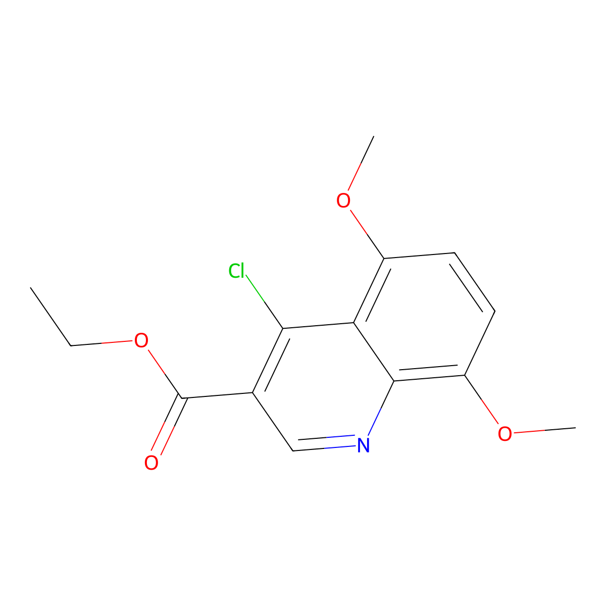 Ethyl 4-chloro-5,8-dimethoxyquinoline-3-carboxylate molecular structure, CAS 77156-82-2