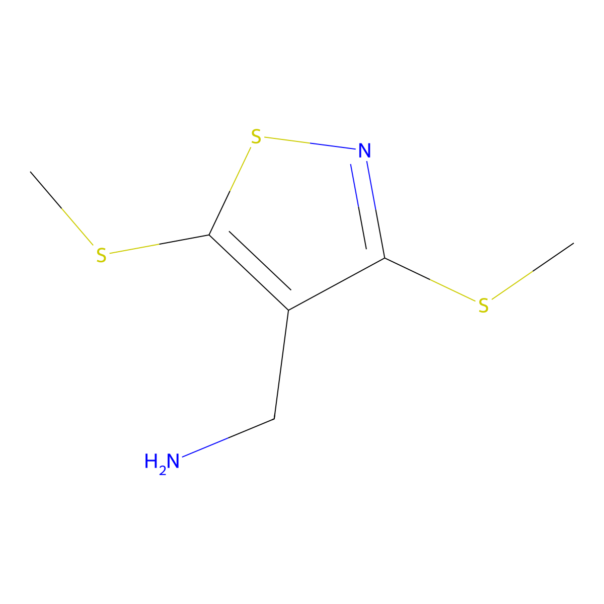 (3,5-Bis(methylthio)isothiazol-4-yl)methanamine molecular structure, CAS 771571-15-4