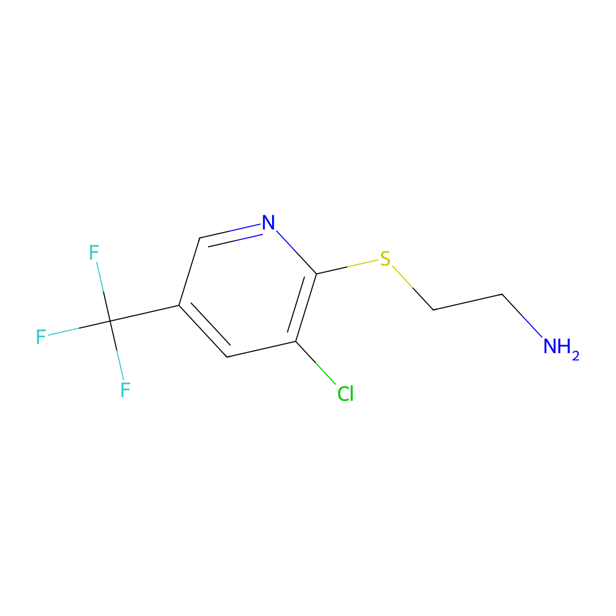 2-(3-Chloro-5-(trifluoromethyl)pyridin-2-ylsulfanyl)ethylamine molecular structure, CAS 771571-63-2