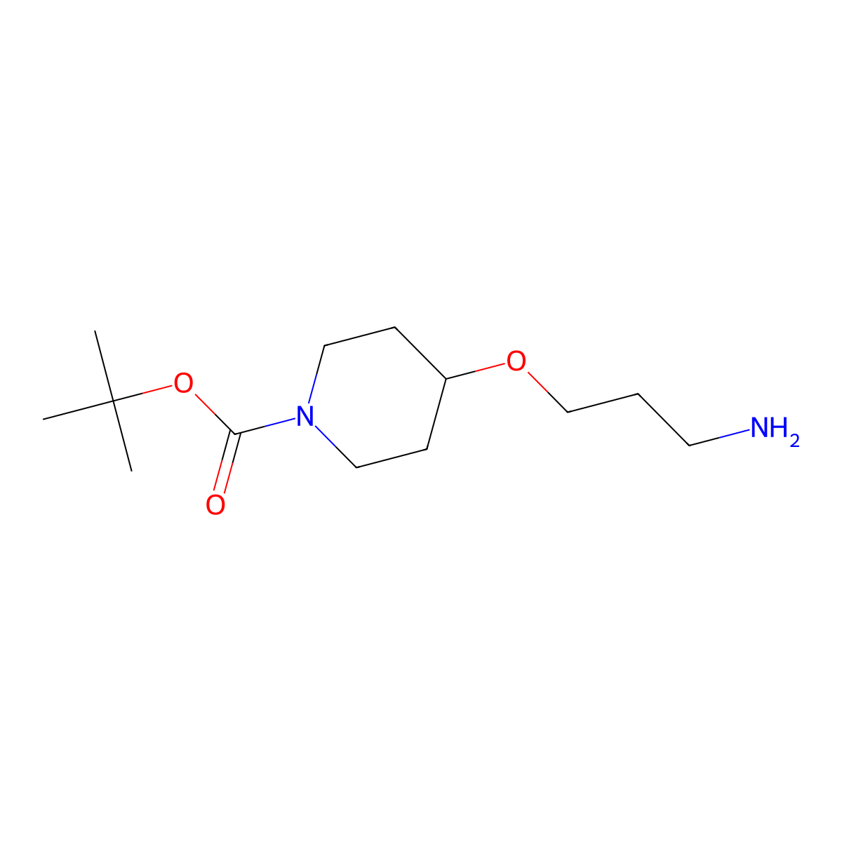 Tert-butyl 4-(3-aminopropoxy)piperidine-1-carboxylate molecular structure, CAS 771572-33-9