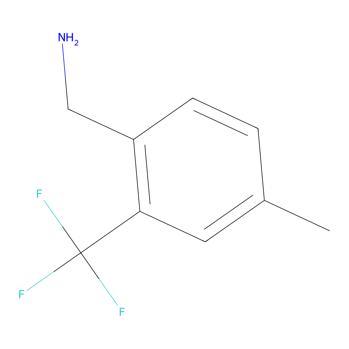 (4-Methyl-2-(trifluoromethyl)phenyl)methanamine molecular structure, CAS 771572-45-3