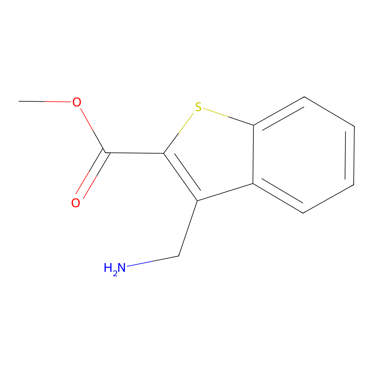 Methyl 3-(aminomethyl)-1-benzothiophene-2-carboxylate molecular structure, CAS 771572-88-4