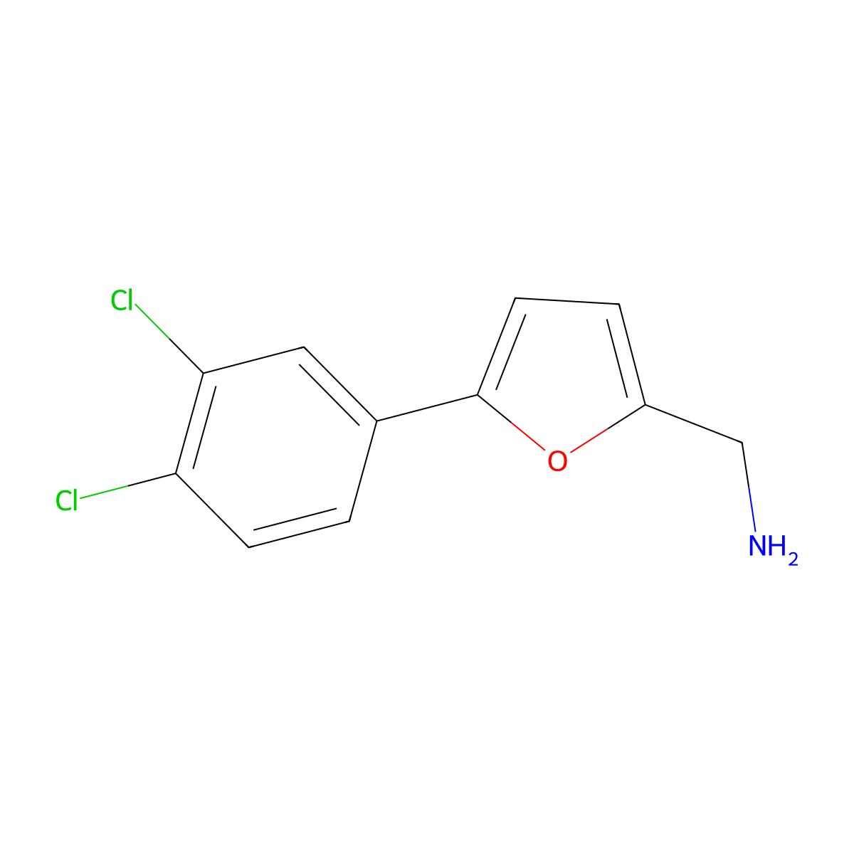 2-Furanmethanamine, 5-(3,4-dichlorophenyl)- molecular structure, CAS 771574-23-3
