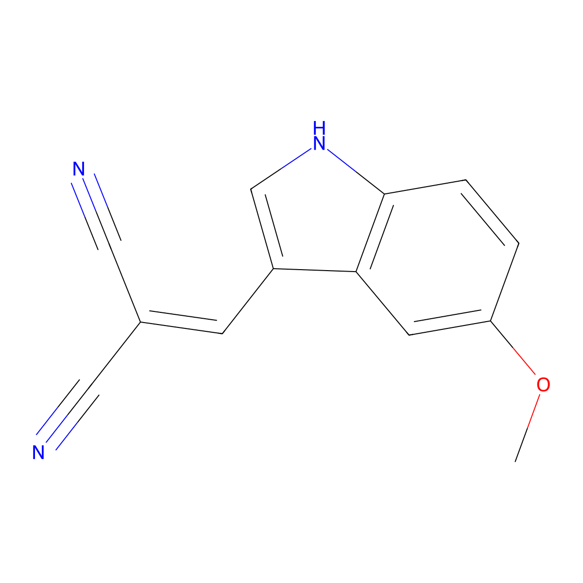 2-[(5-methoxy-1H-indol-3-yl)methylene]malononitrile molecular structure, CAS 771574-78-8