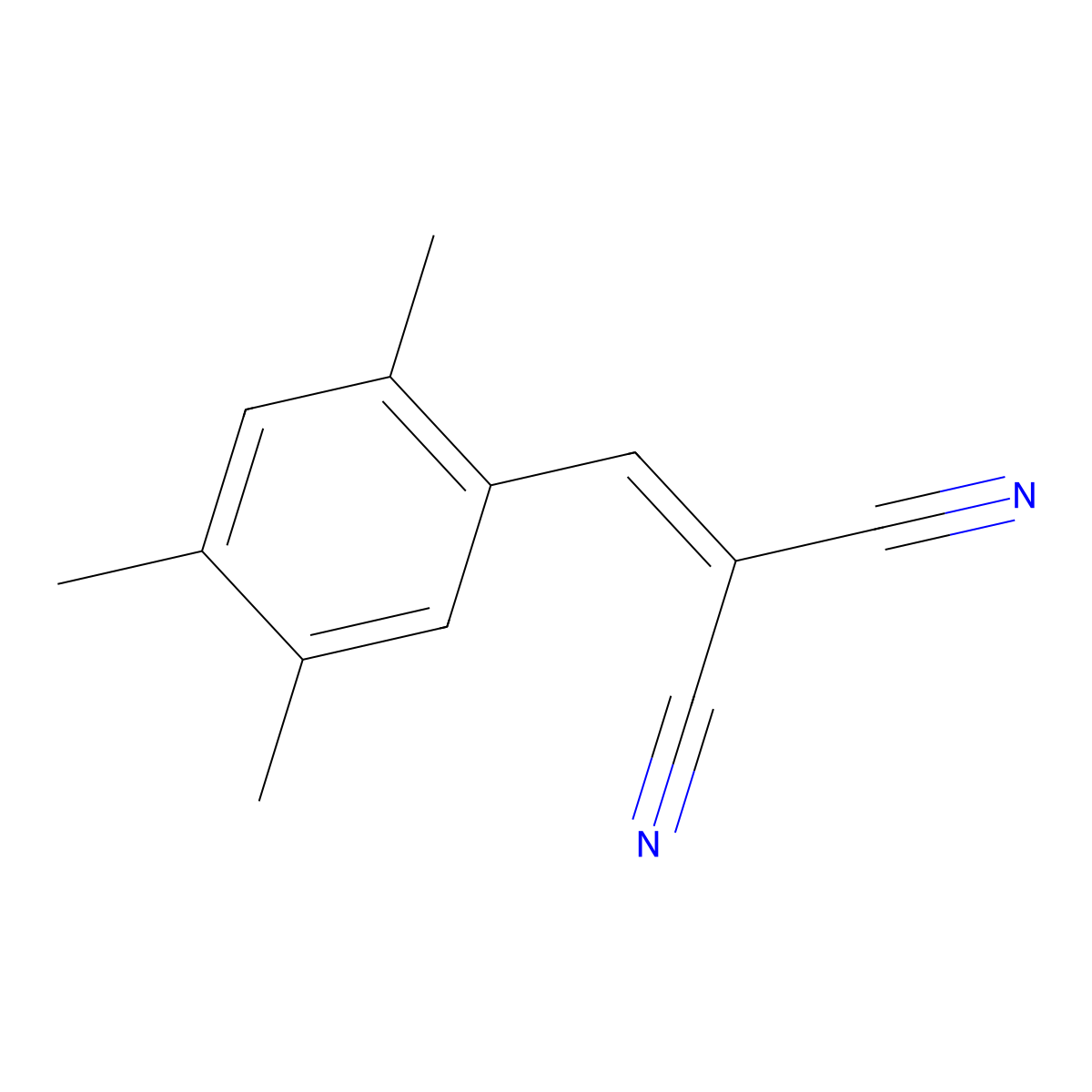 (2,4,5-Trimethylbenzylidene)malononitrile molecular structure, CAS 771575-33-8