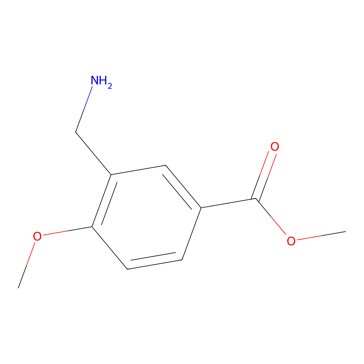 Methyl 3-(aminomethyl)-4-methoxybenzoate molecular structure, CAS 771579-95-4
