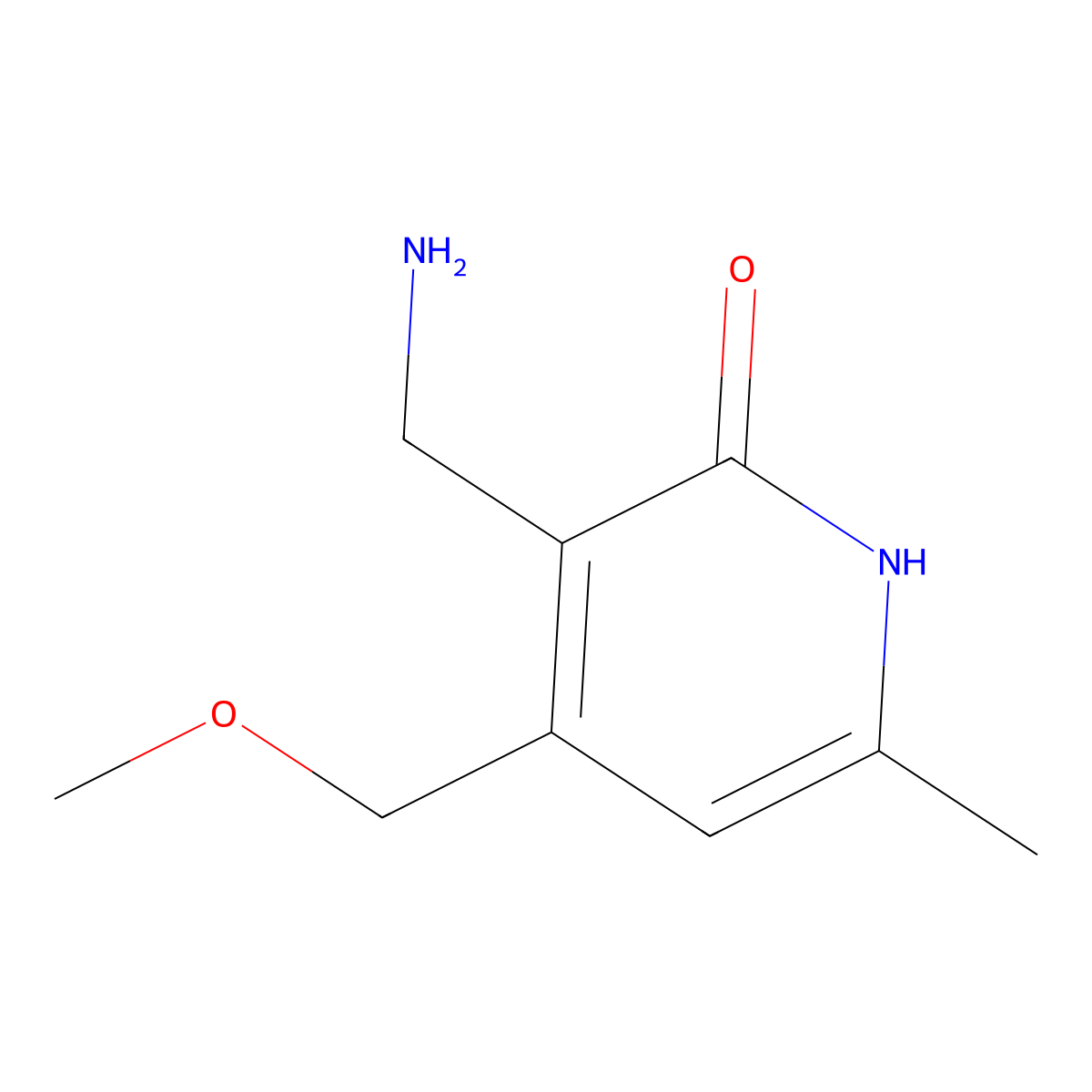 3-(aminomethyl)-4-(methoxymethyl)-6-methyl-2(1H)-Pyridinone molecular structure, CAS 771581-03-4