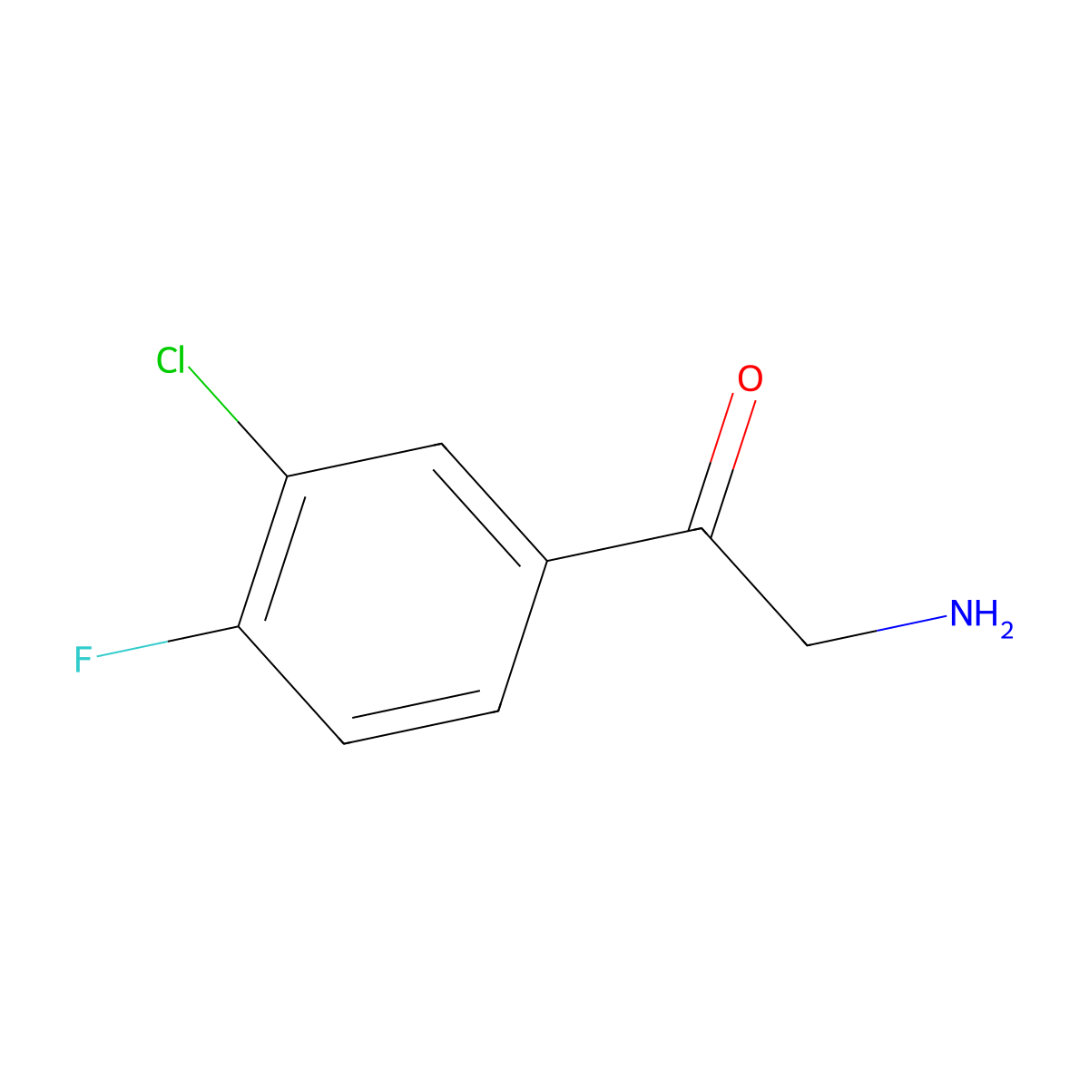 2-Amino-1-(3-chloro-4-fluorophenyl)ethan-1-one molecular structure, CAS 771582-38-8