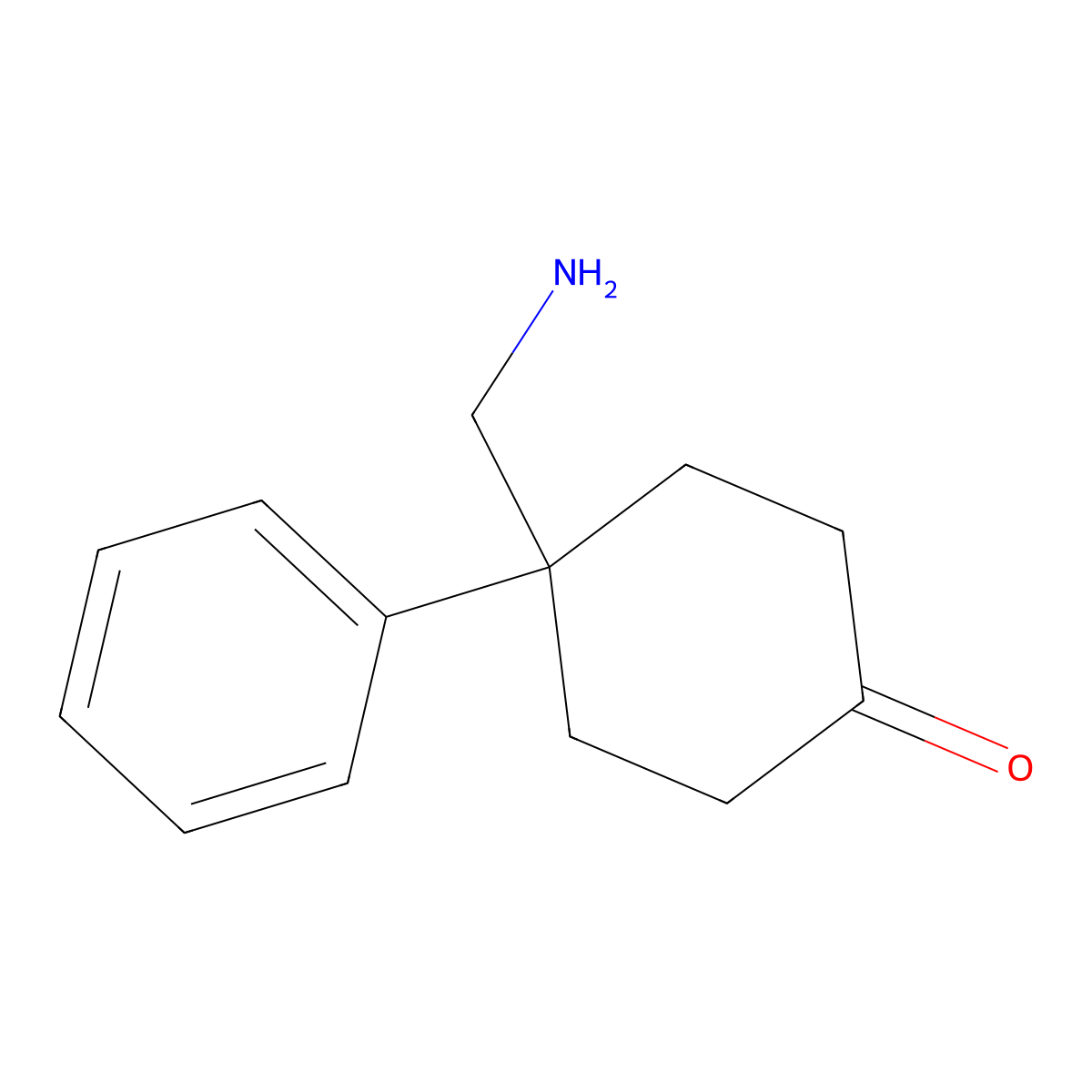 4-(Aminomethyl)-4-phenylcyclohexan-1-one molecular structure, CAS 771582-71-9