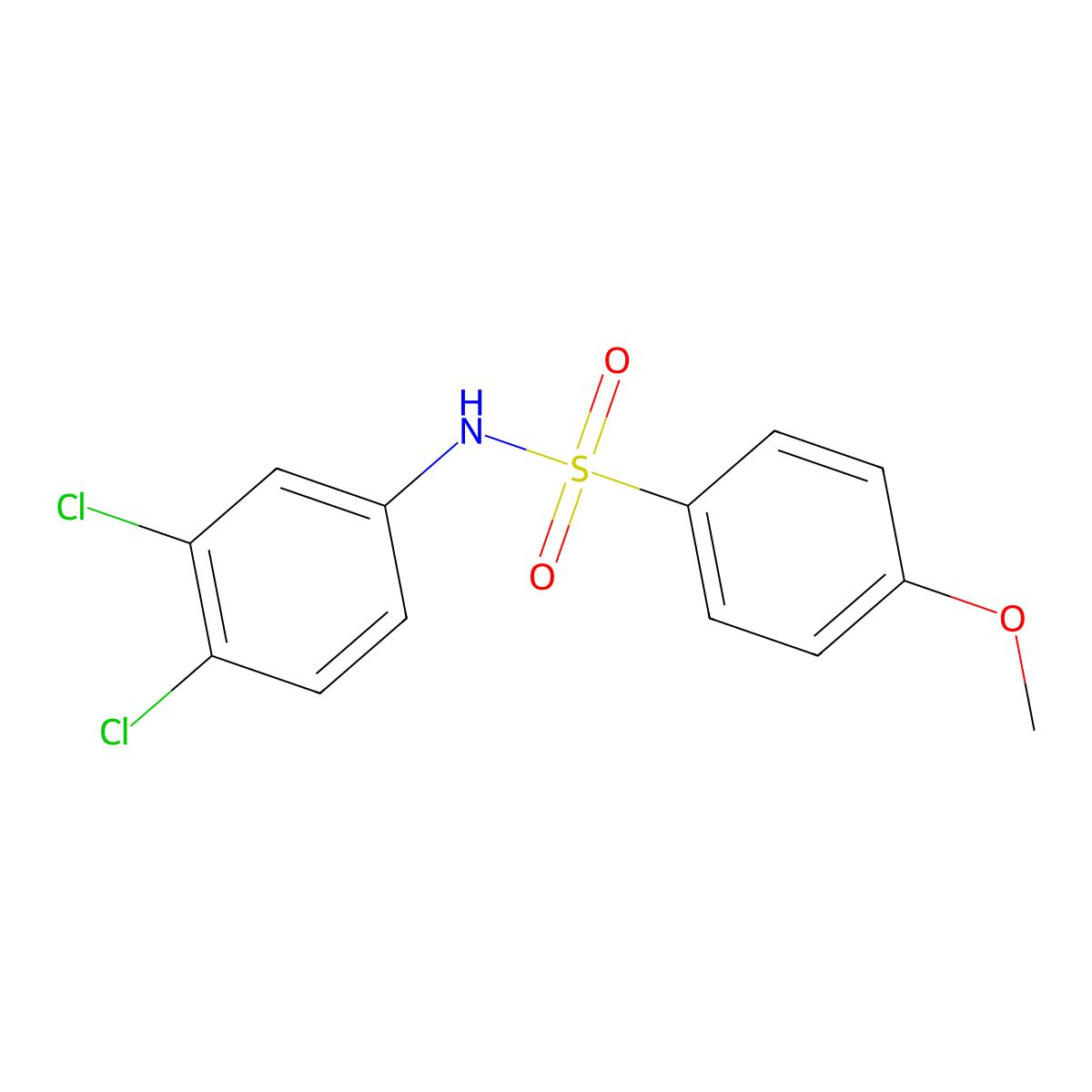 N-(3,4-dichlorophenyl)-4-methoxybenzenesulfonamide molecular structure, CAS 77167-08-9