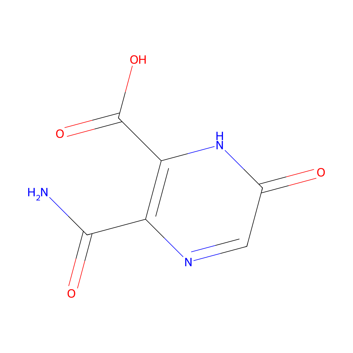 3-Carbamoyl-6-hydroxypyrazine-2-carboxylic acid molecular structure, CAS 77168-76-4