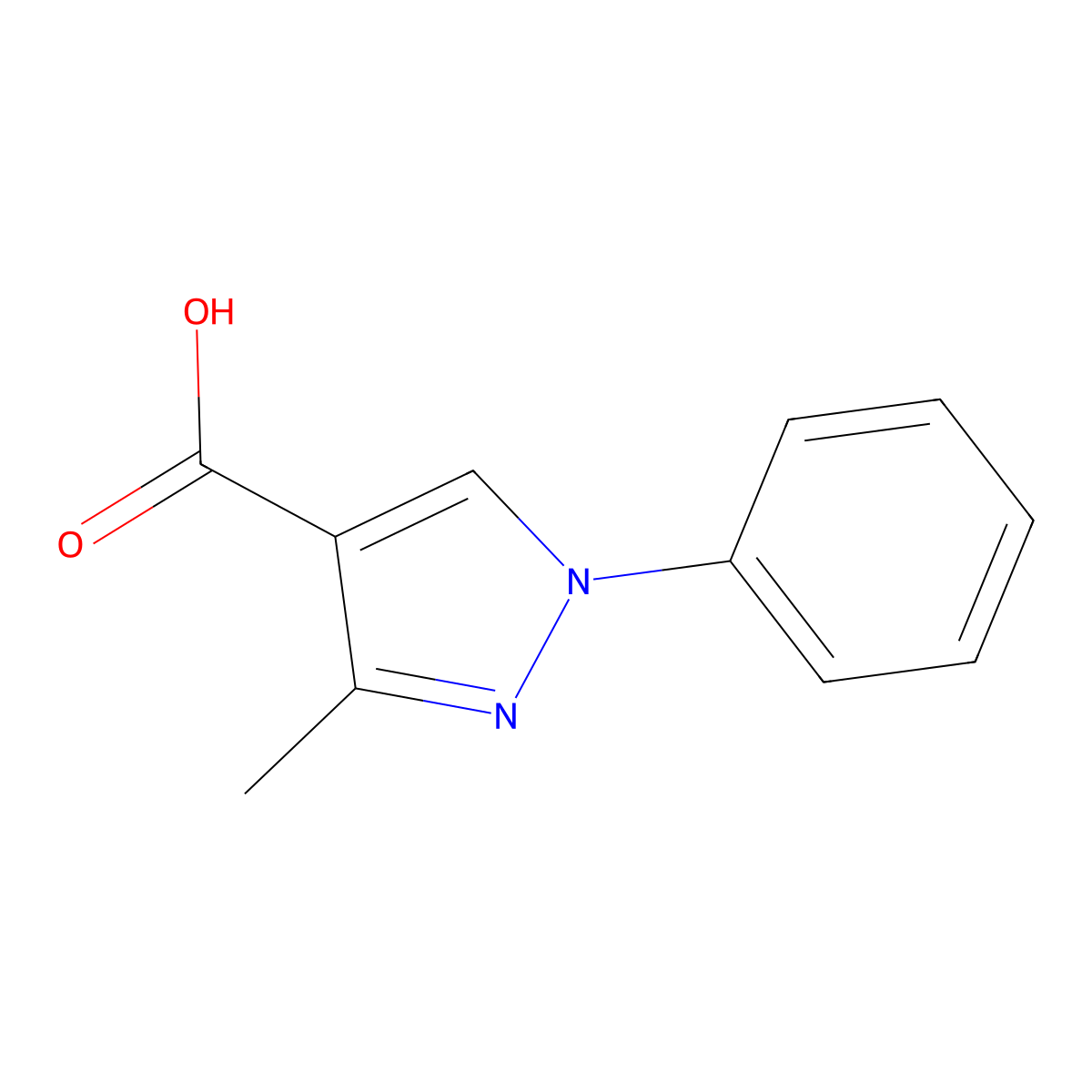 3-methyl-1-phenyl-1H-pyrazole-4-carboxylic acid molecular structure, CAS 77169-11-0