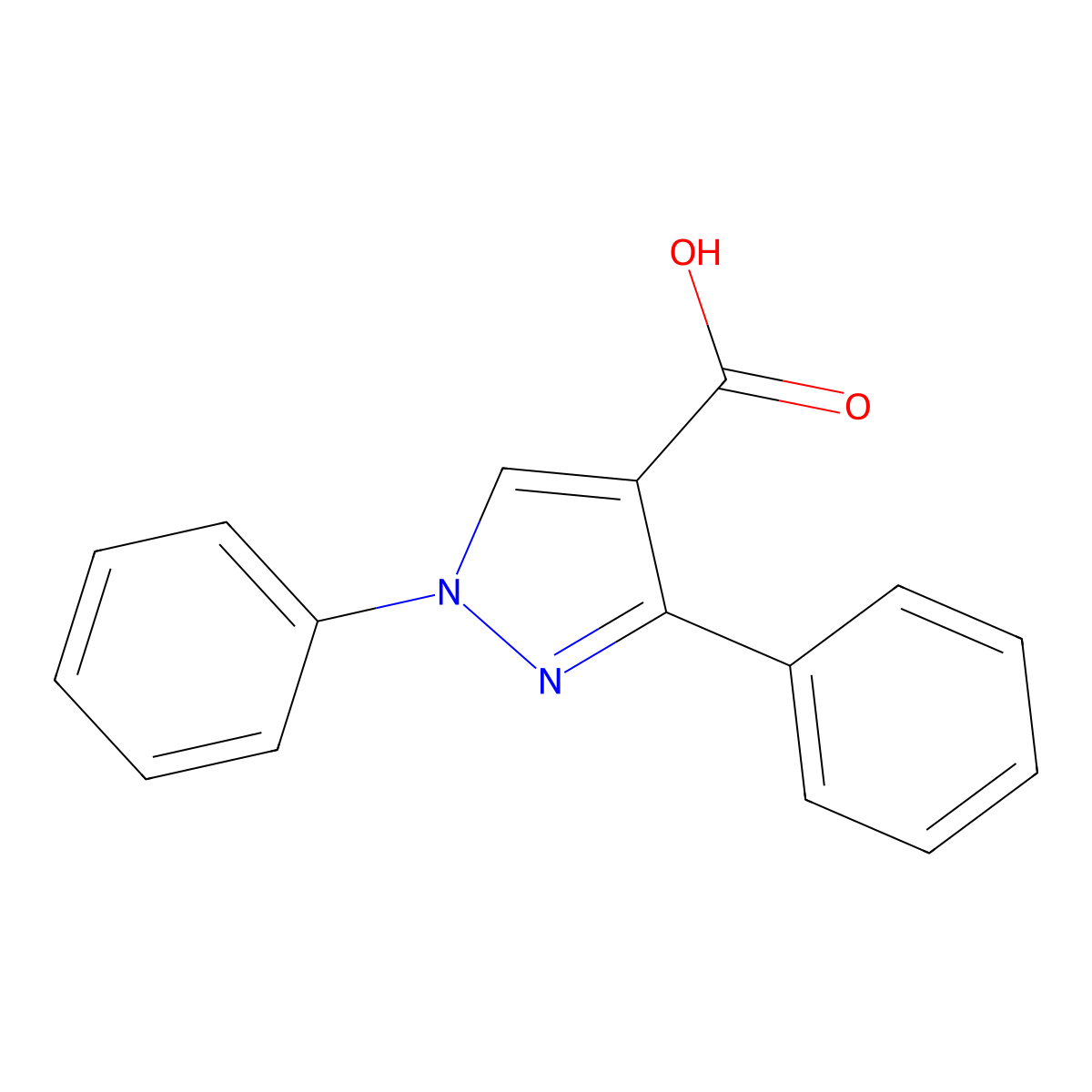 1,3-diphenyl-1H-pyrazole-4-carboxylic acid molecular structure, CAS 77169-12-1