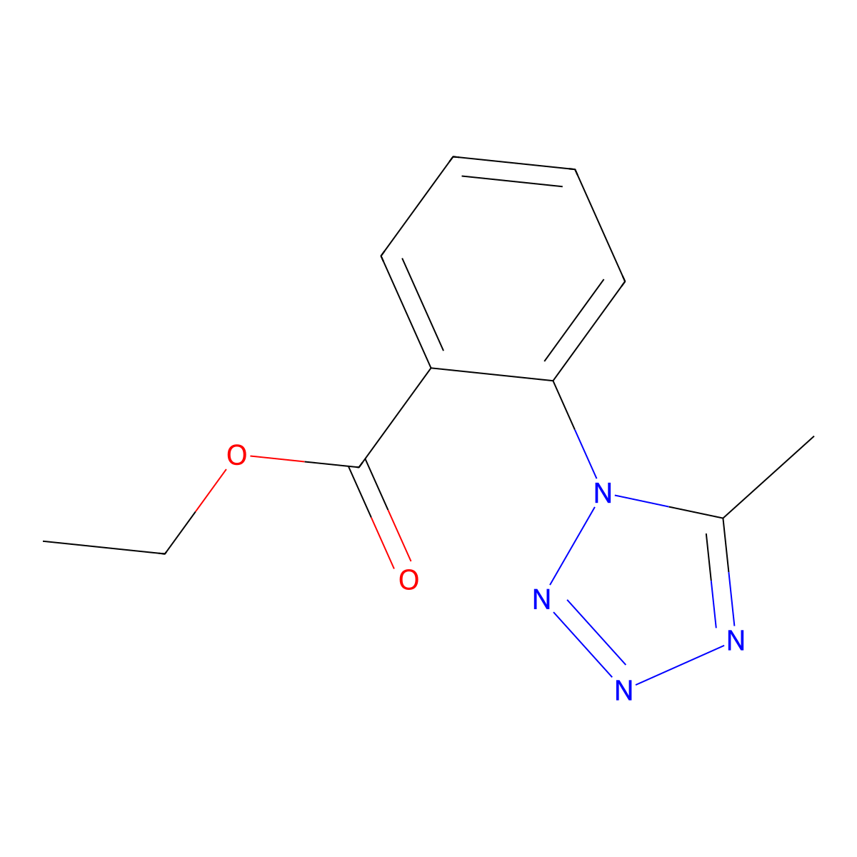ethyl 2-(5-methyl-1H-tetrazol-1-yl)benzoate molecular structure, CAS 77177-26-5