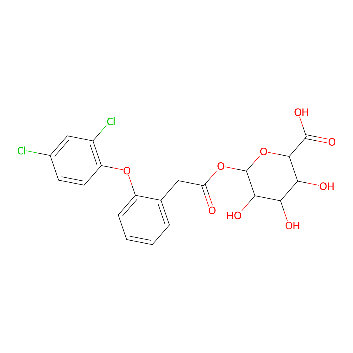Fenclofenac glucuronide molecular structure, CAS 77182-37-7