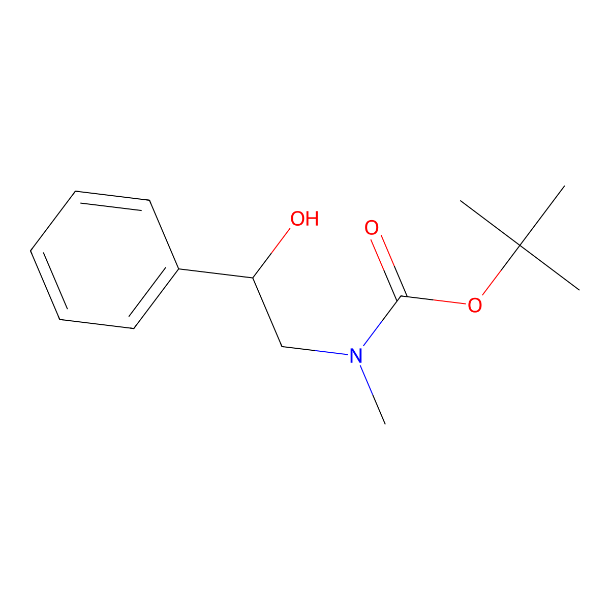 tert-butyl N-(2-hydroxy-2-phenylethyl)-N-methylcarbamate molecular structure, CAS 77184-09-9