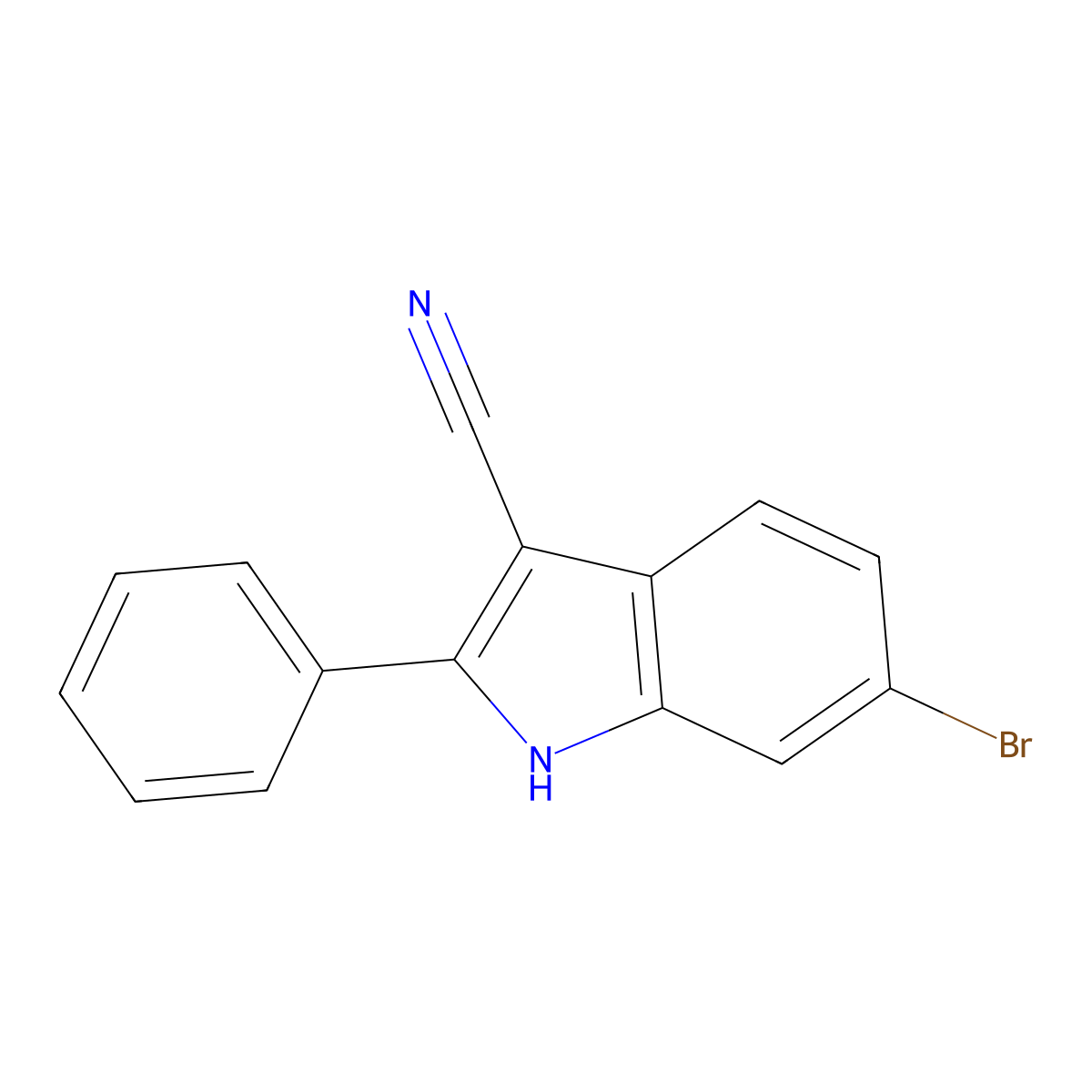 6-Bromo-2-phenyl-1H-indole-3-carbonitrile molecular structure, CAS 77185-74-1