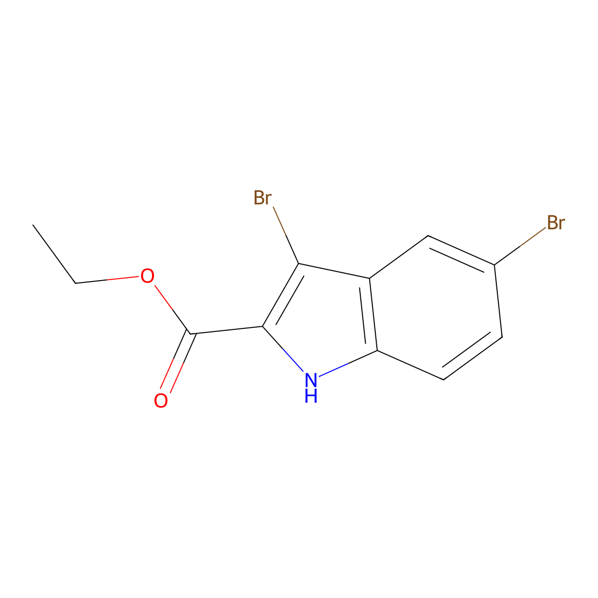 Ethyl 3,5-dibromo-1H-indole-2-carboxylate molecular structure, CAS 77185-78-5