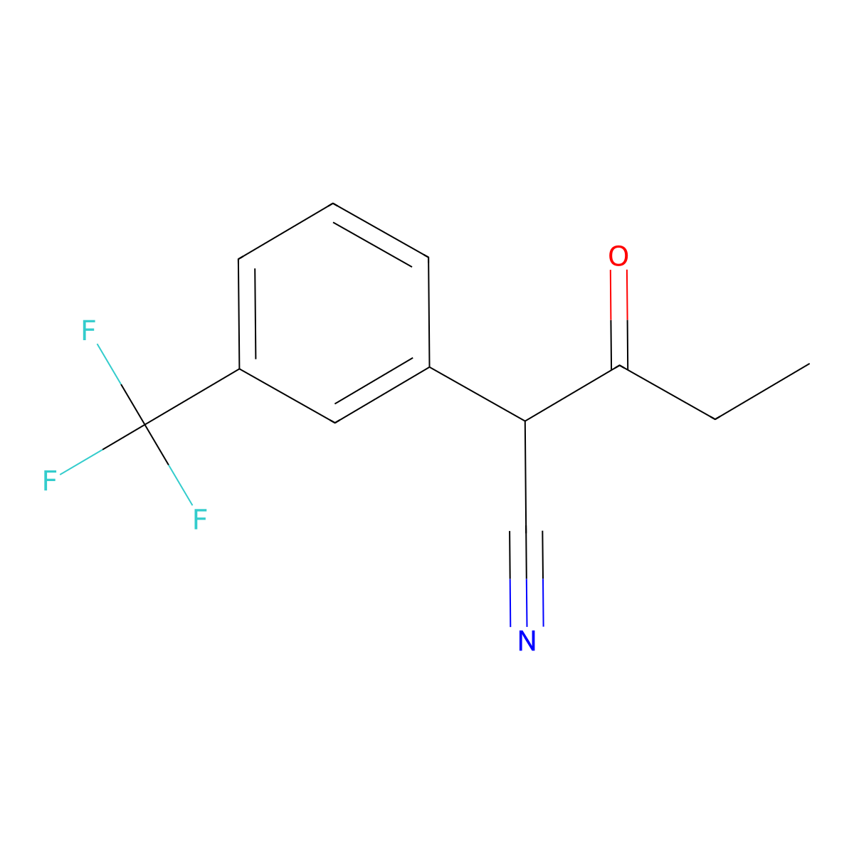 3-Oxo-2-[3-(trifluoromethyl)phenyl]pentanenitrile molecular structure, CAS 77186-59-5
