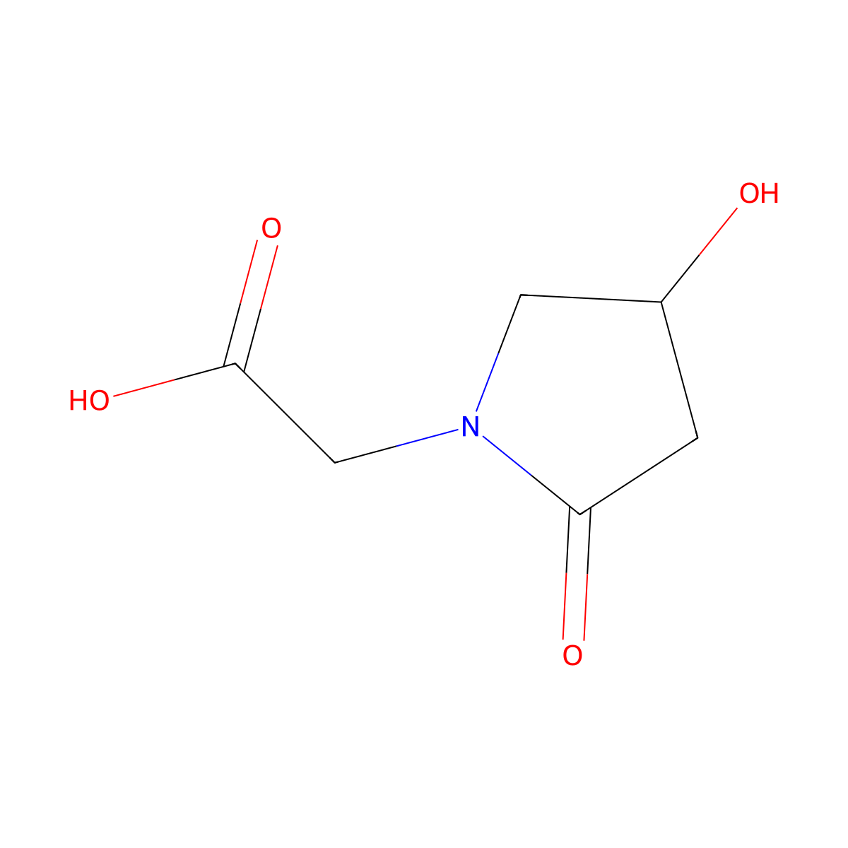 1-Pyrrolidineacetic acid, 4-hydroxy-2-oxo-, (+-)- molecular structure, CAS 77191-37-8